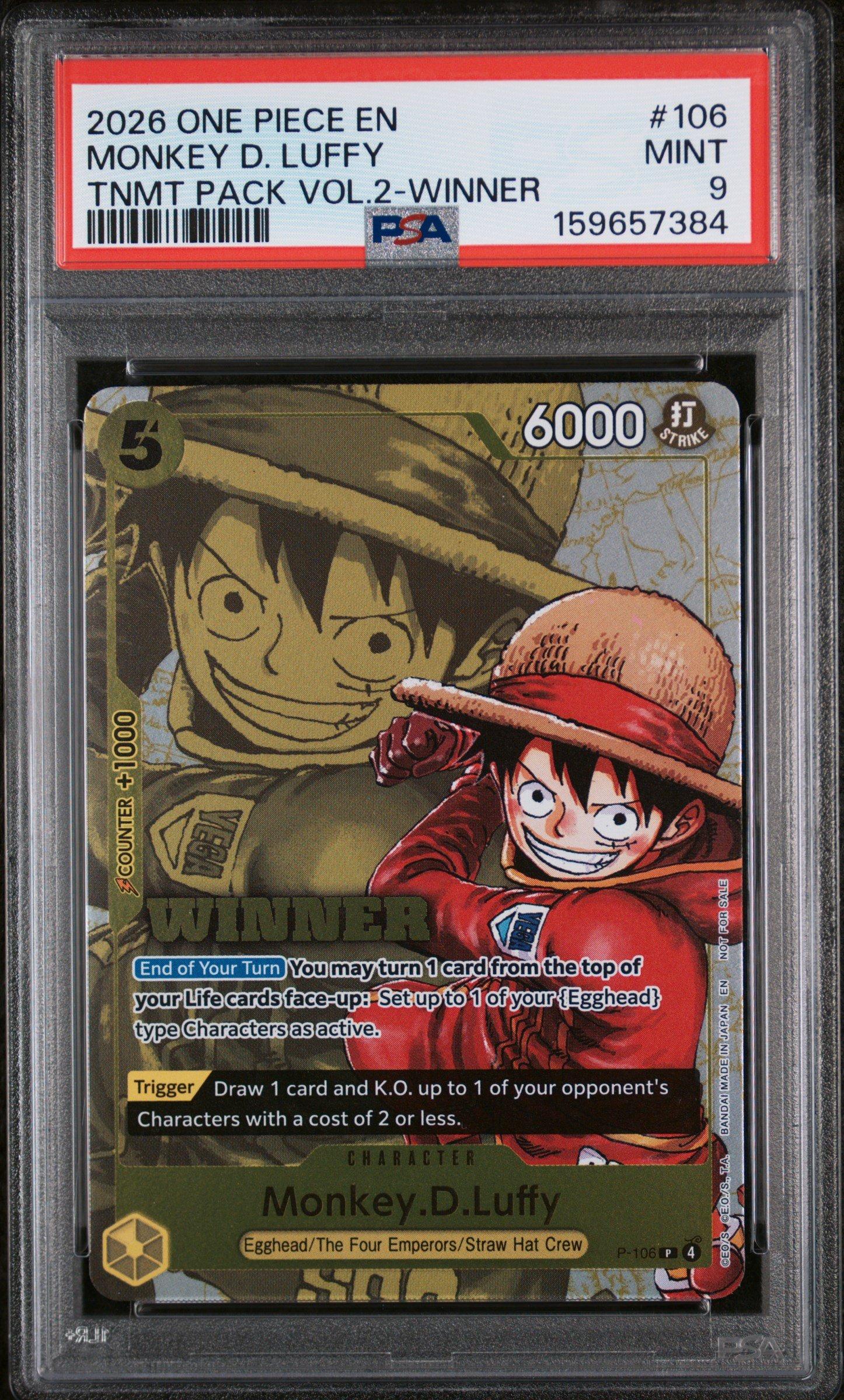 2026 One Piece Tournament Pack Vol.2 106 Monkey D. Luffy Winner