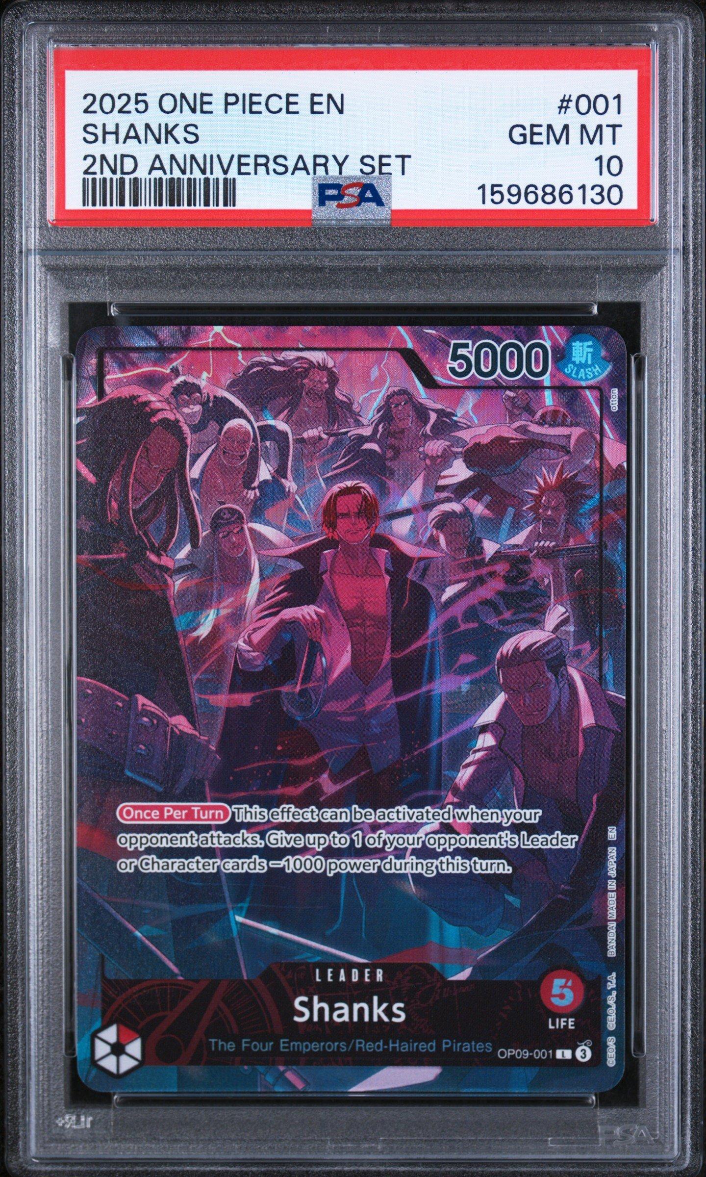 2025 One Piece English Version 2nd Anniversary Set 001 Shanks PSA