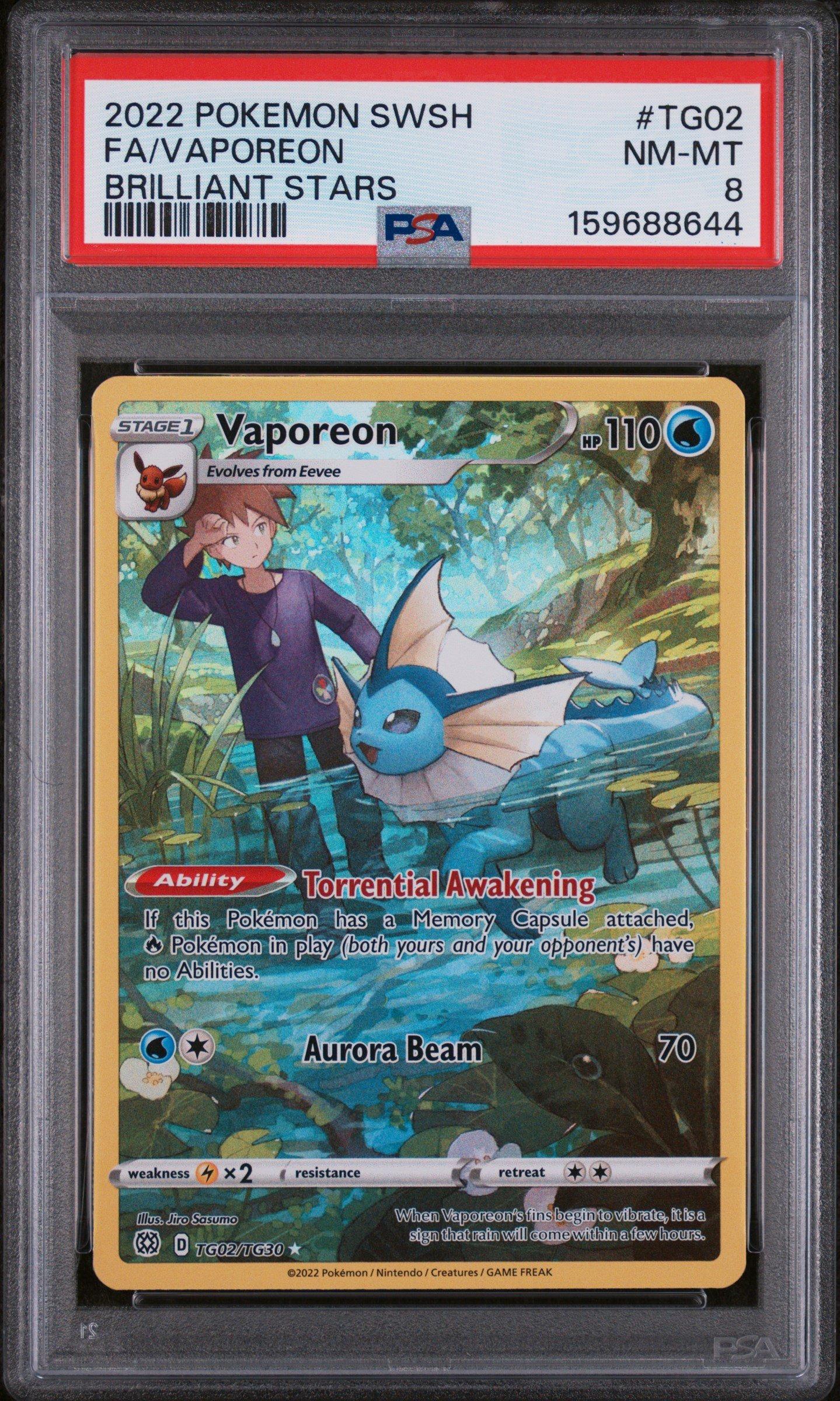 2022 Pokemon Sword & Shield Brilliant Stars Tg02 Full Art/vaporeon