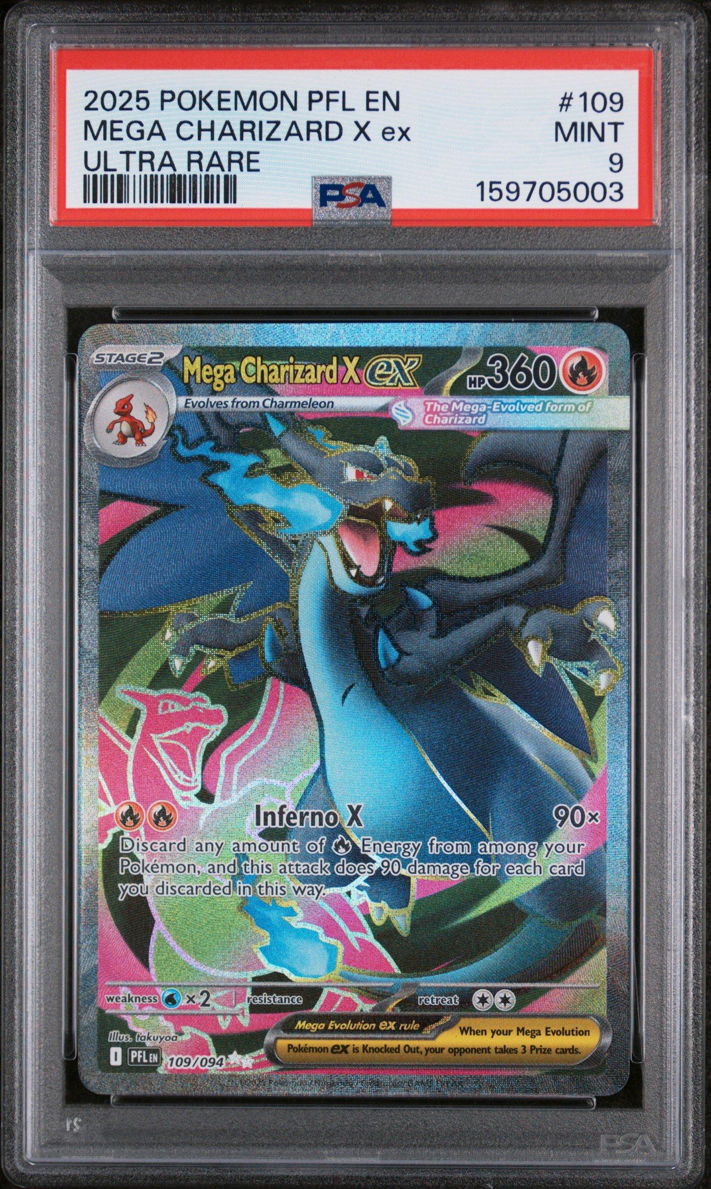 2025 Pokemon Pfl En-phantasmal Flames 109 Mega Charizard X Ex