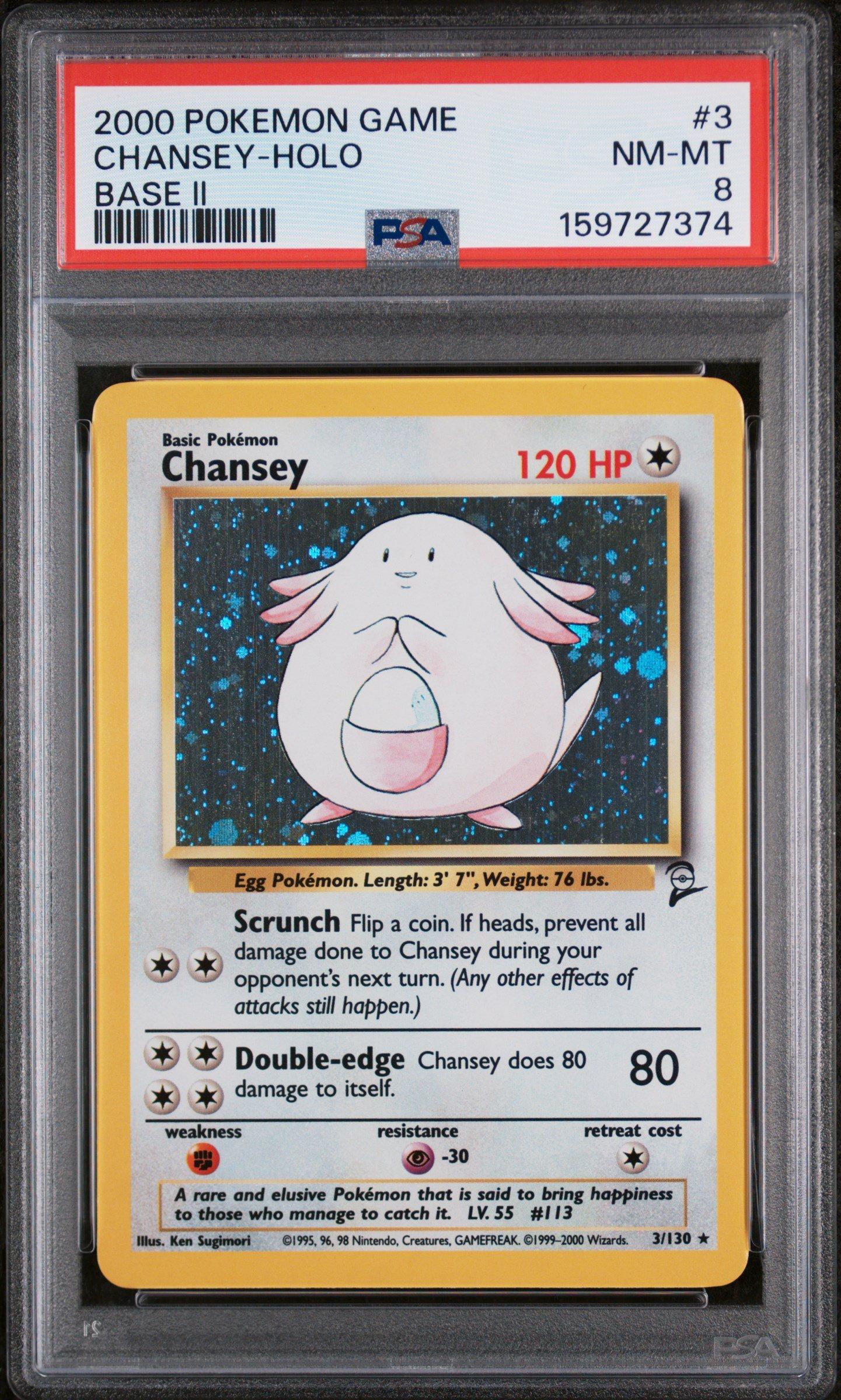 chansey holographic pokemon card 2000 Pokemon Game Base Ii 3 Chansey-holo PSA 8