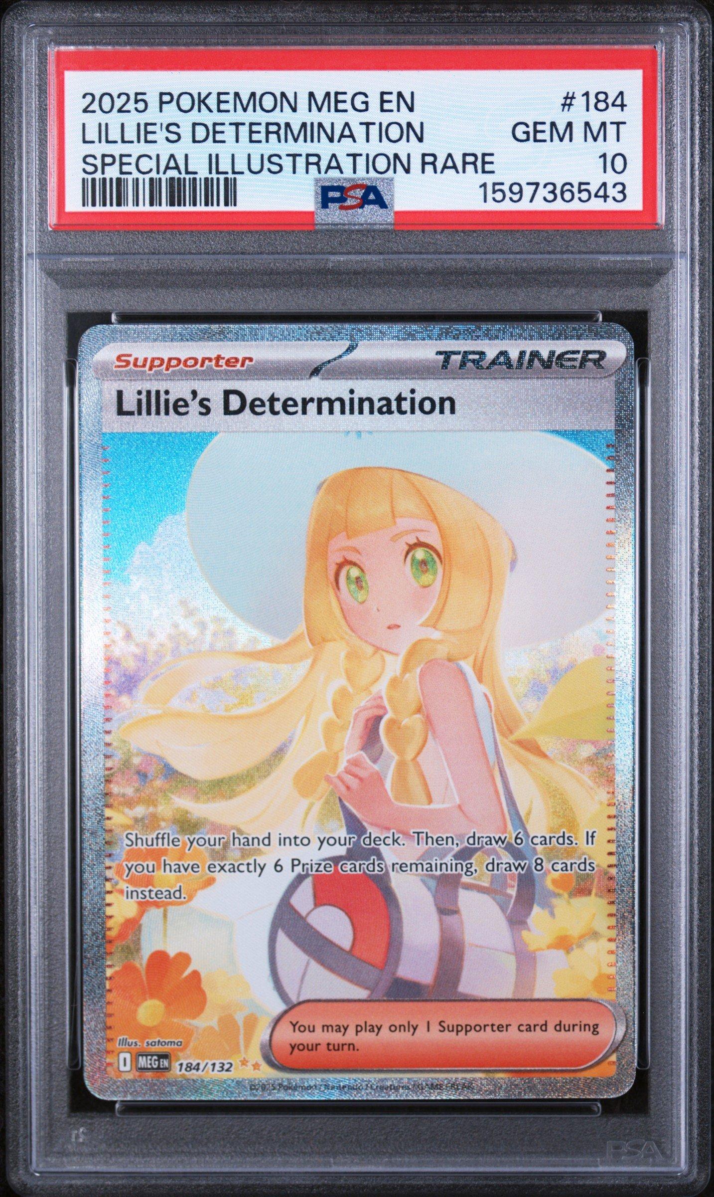 gamestop psa 10 pokemon cards 2025 Meg En-mega Evolution 184 Lillie's Determination Special Illustration Rare This exclusive package is a must 2025 Pokemon Meg En-mega Evolution