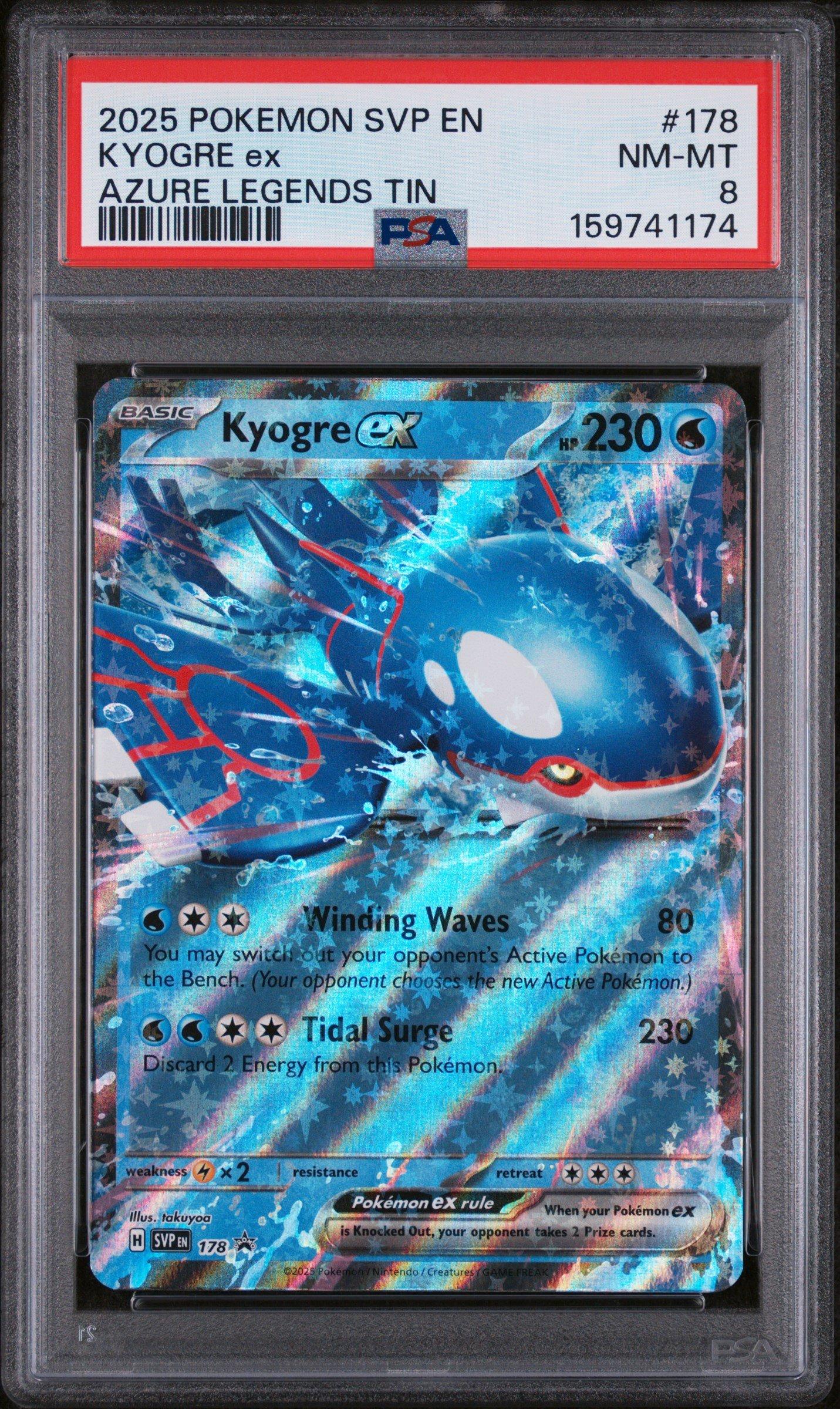 pokémon trading card game azure legends tin kyogre ex 2025 Pokemon Svp En-sv Black Star Promo 178 PSA 8 Graded With this tin choose the surging waves of Kyogre ex as a foil promo card thats ready to add to your deck or collection binder Pokémon Trading Card Game: Azure