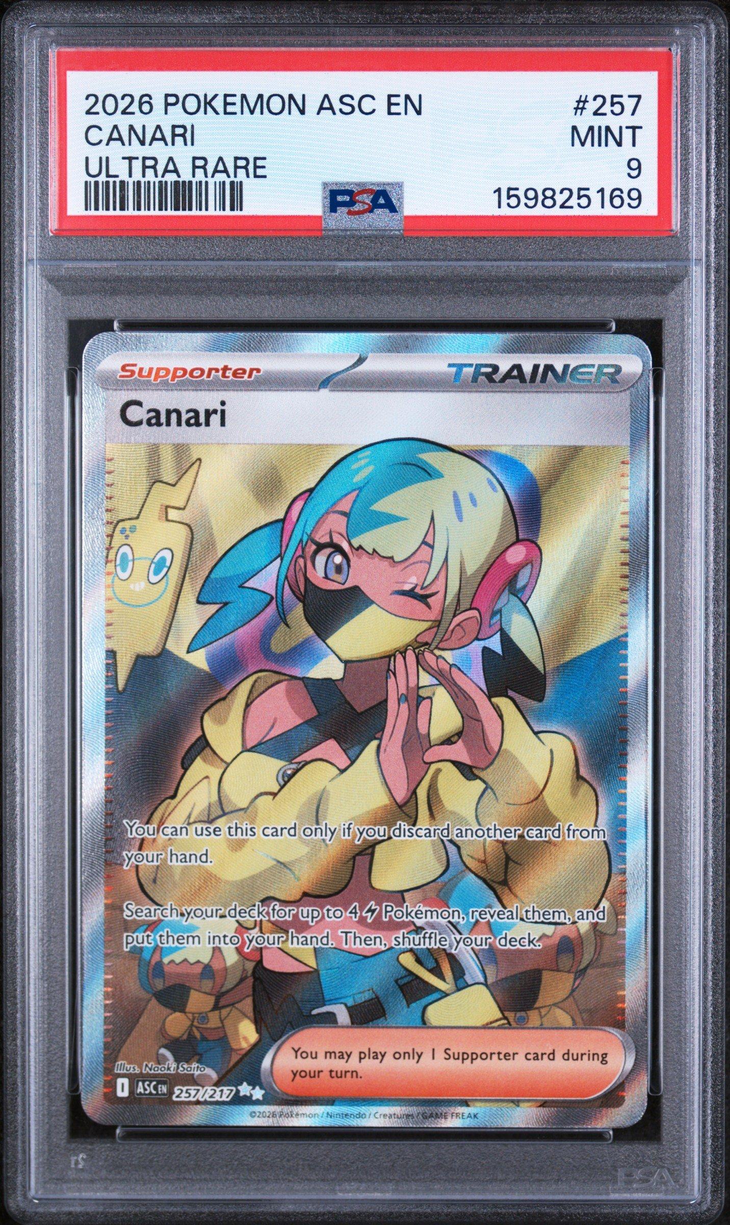 2026 Pokemon Asc En-ascended Heroes 257 Canari Ultra Rare PSA 9