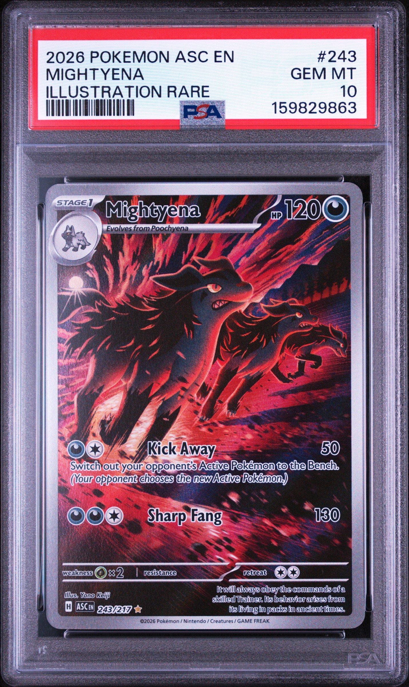 pokemon mightyena card Vintage Rare that Pokemon cant attack during your opponents next turn Hand-painted Pokmon Mightyena Card -