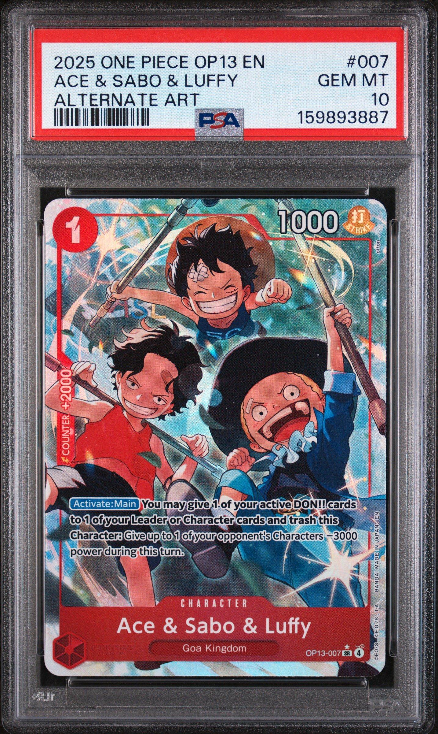 PSA9 ワンピースカード エース&サボ&ルフィ OP13-007 2025 One Piece Op13-carrying On His Will 007 Ace & Sabo & Luffy