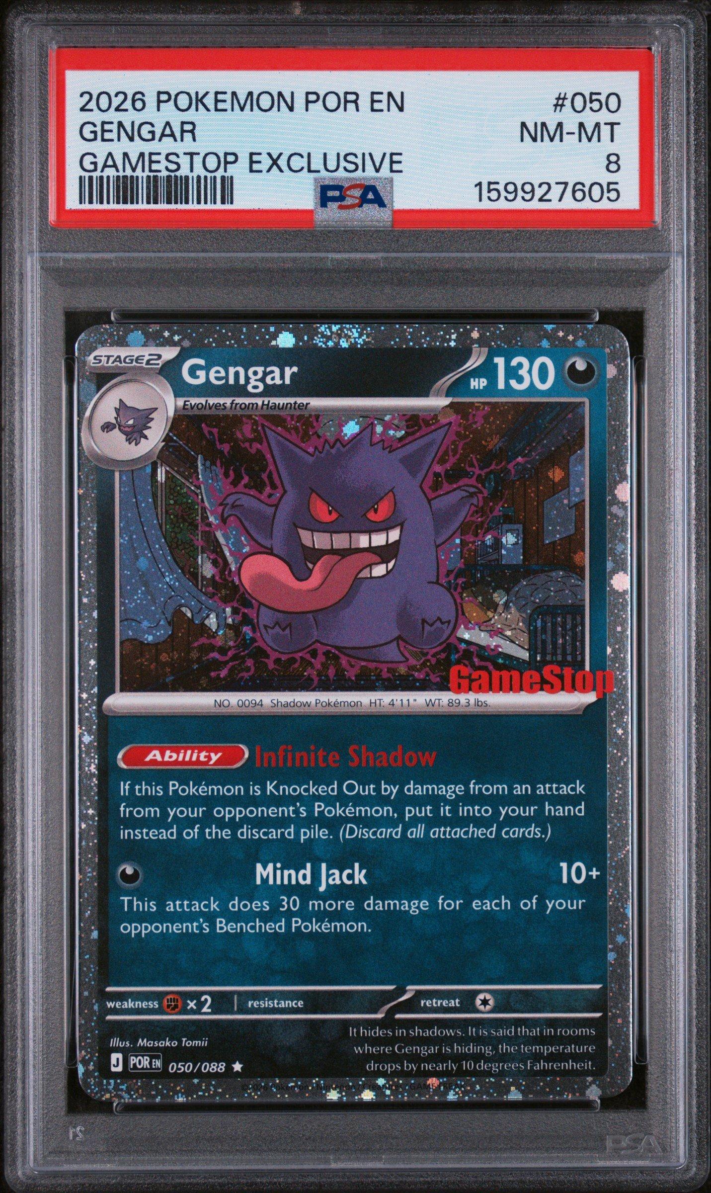 2026 Pokemon Por En-Perfect Order 050 Gengar Gamestop Exclusive PSA 8