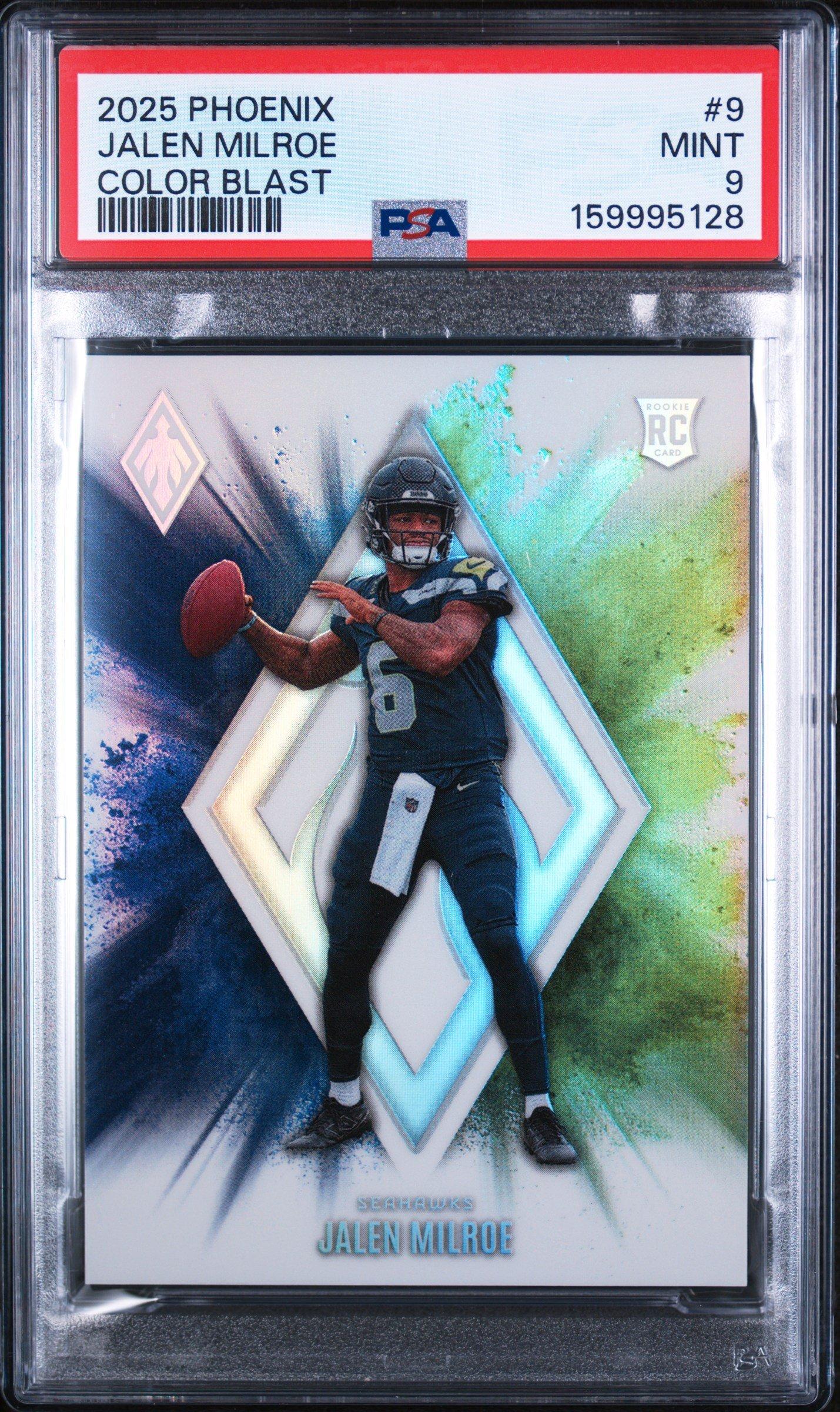 2025 Panini Phoenix Color Blast 9 Jalen Milroe PSA 9 Graded Card