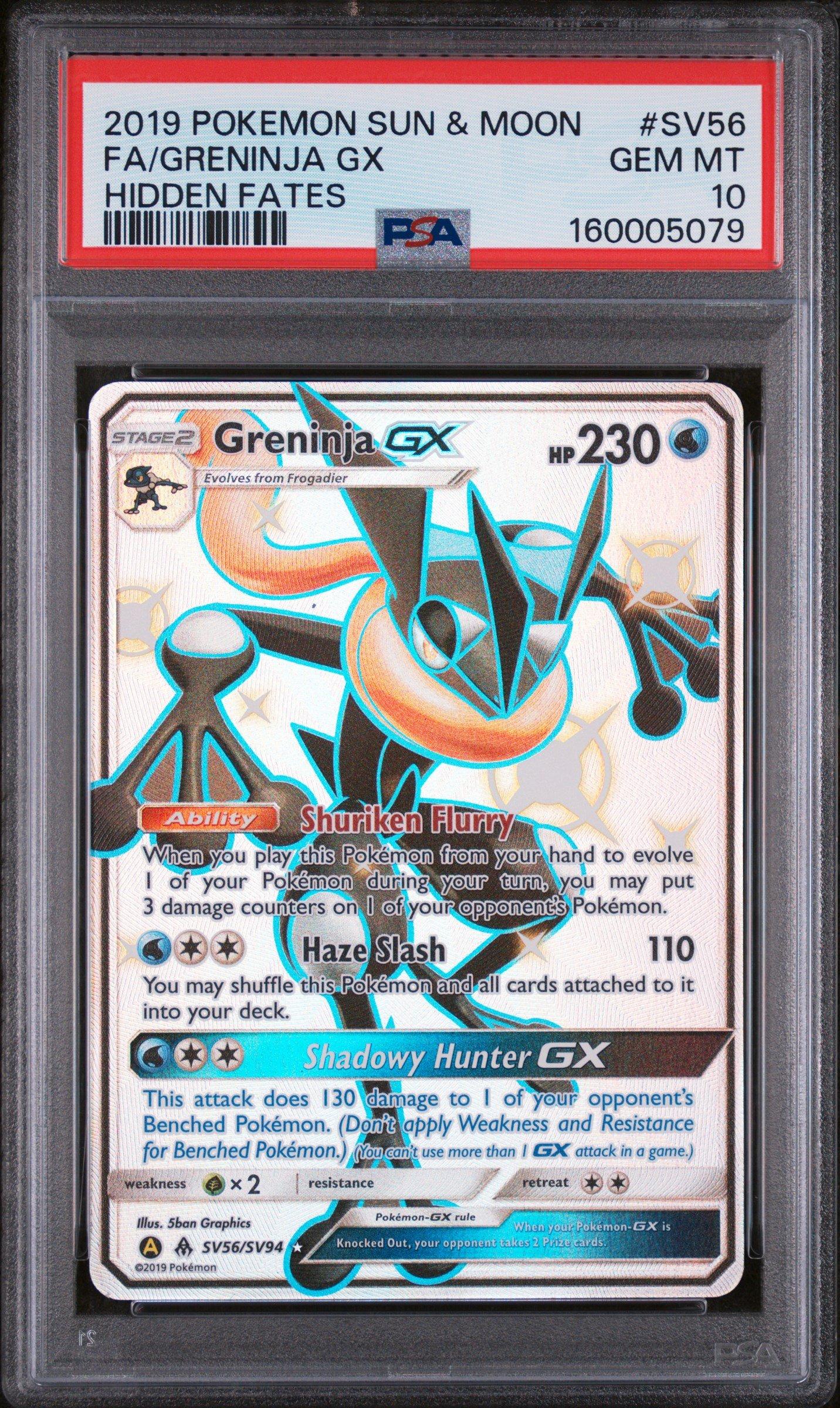 2019 Pokemon Sun & Moon Hidden Fates Sv56 Full Art/greninja Gx PSA