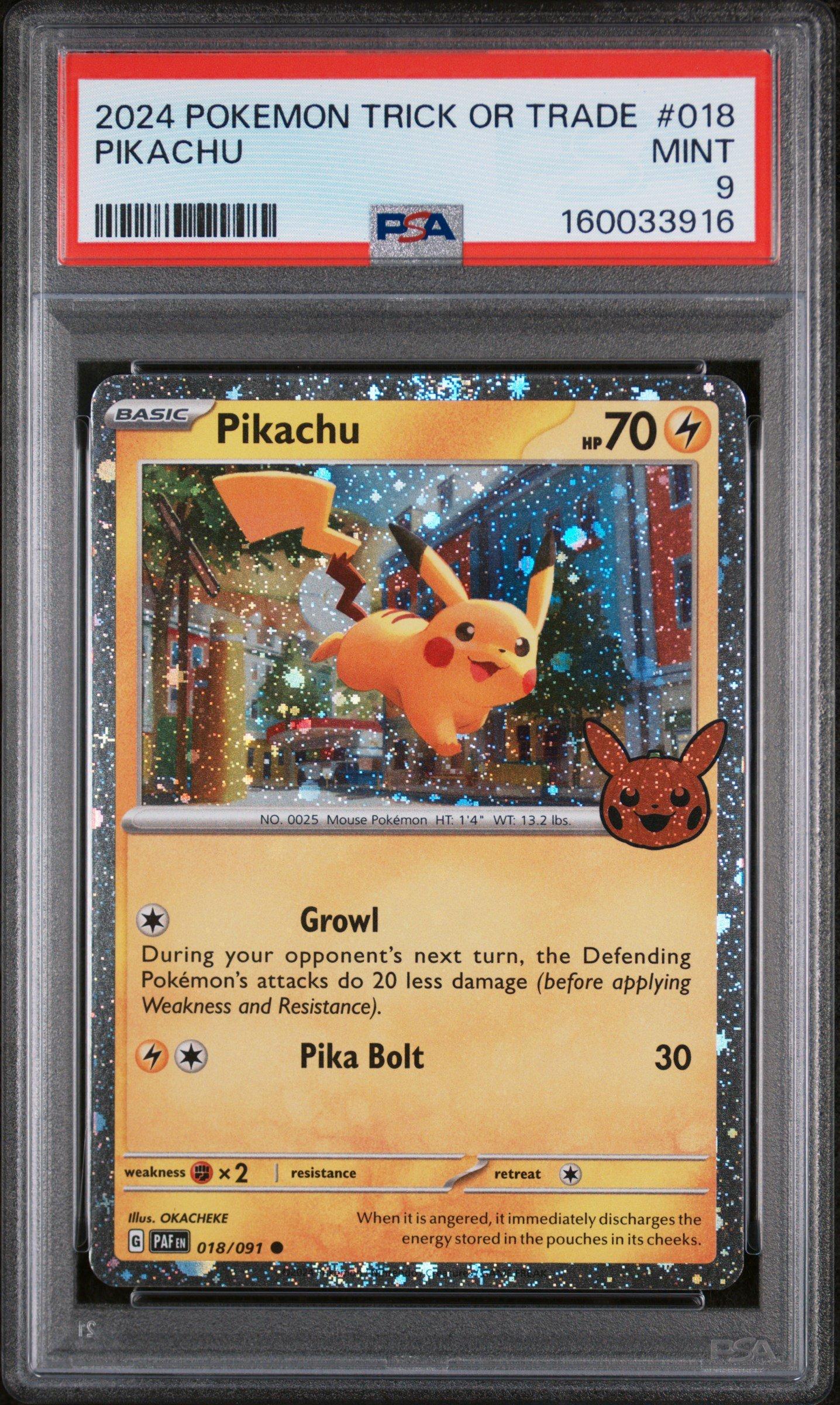 2024 Pokemon Trick Or Trade 018 Pikachu PSA 9 Graded Card | GameStop