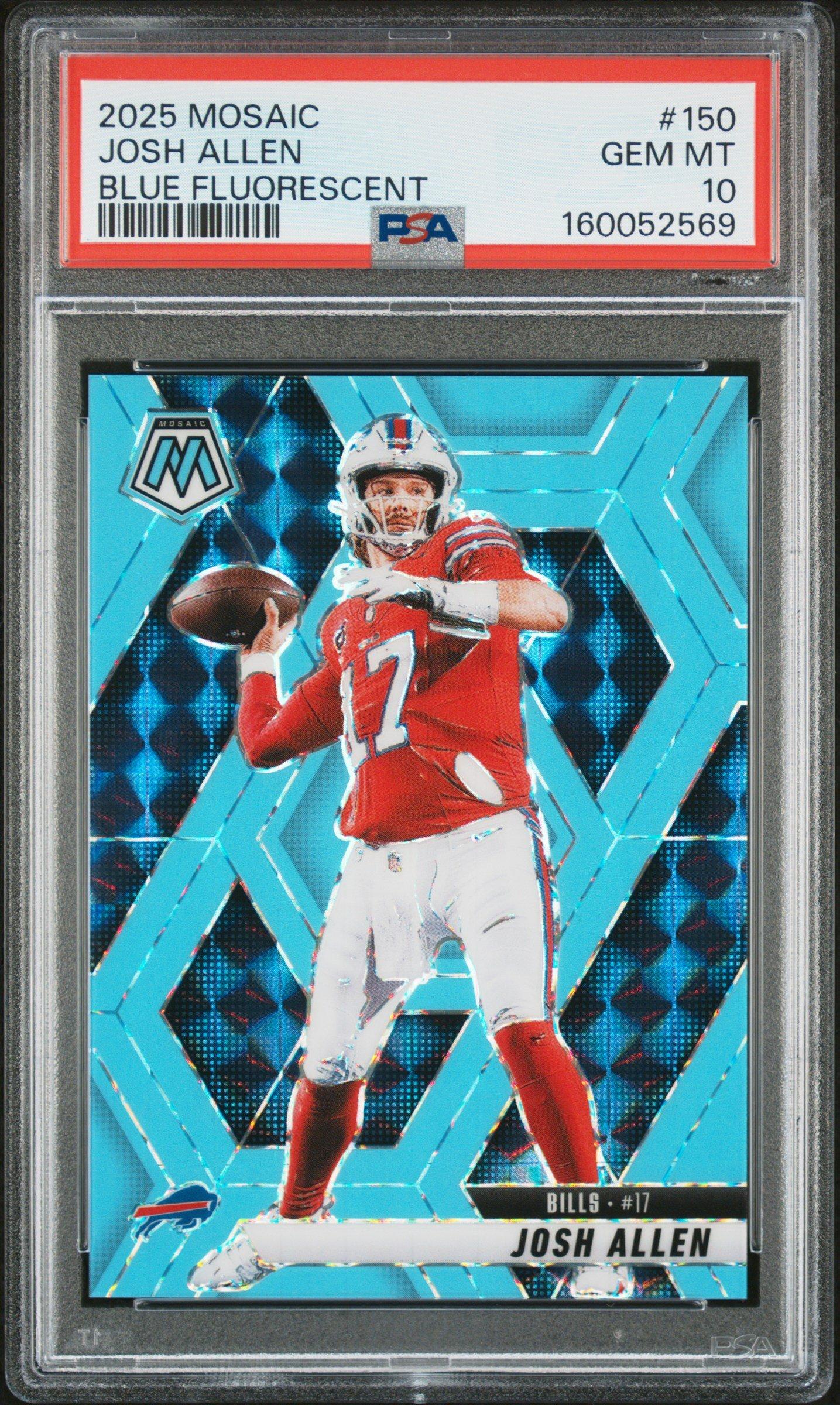 2025 Panini Mosaic 150 Josh Allen Blue Fluorescent PSA 10 Graded