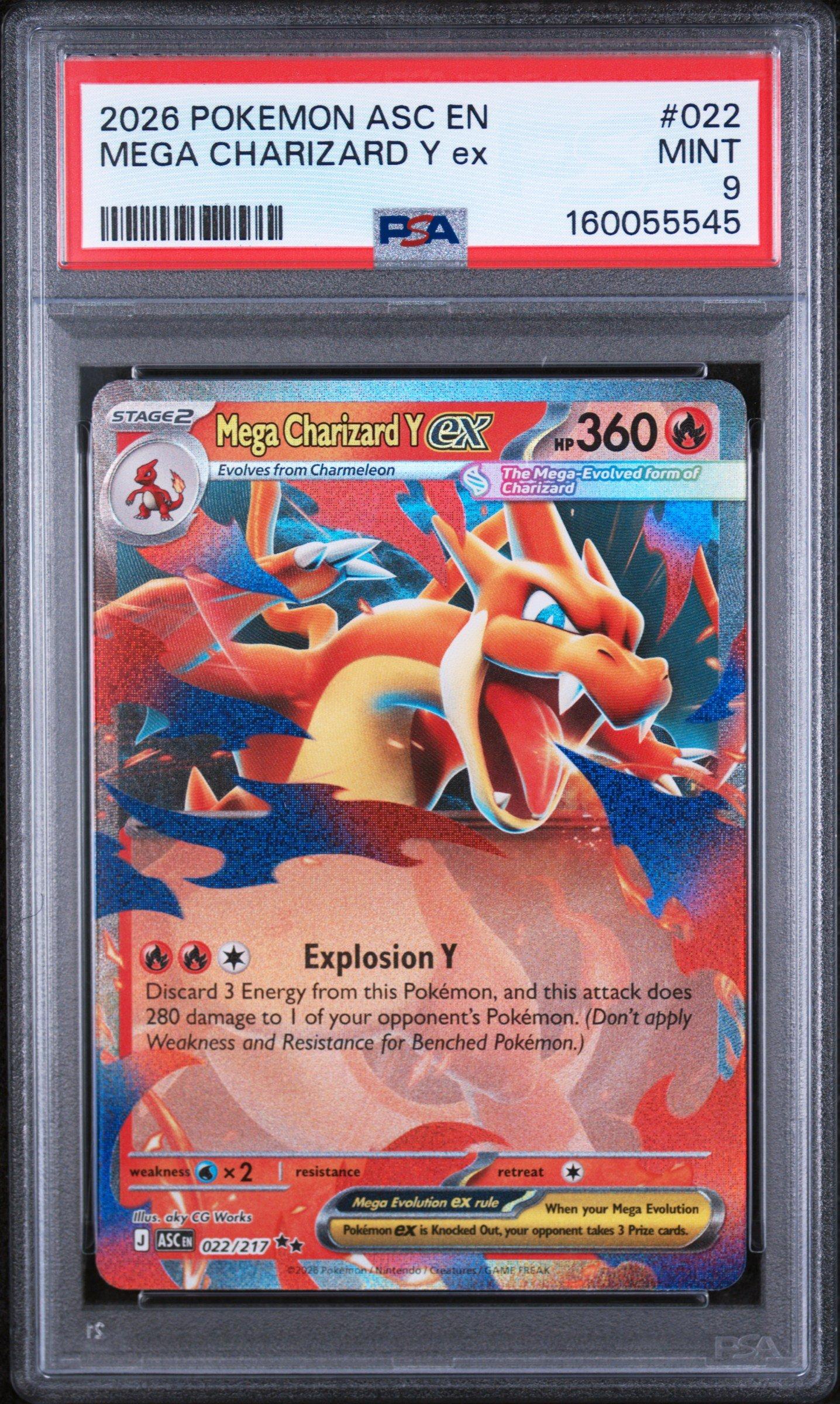 2026 Pokemon Asc En-ascended Heroes 022 Mega Charizard Y Ex PSA 9