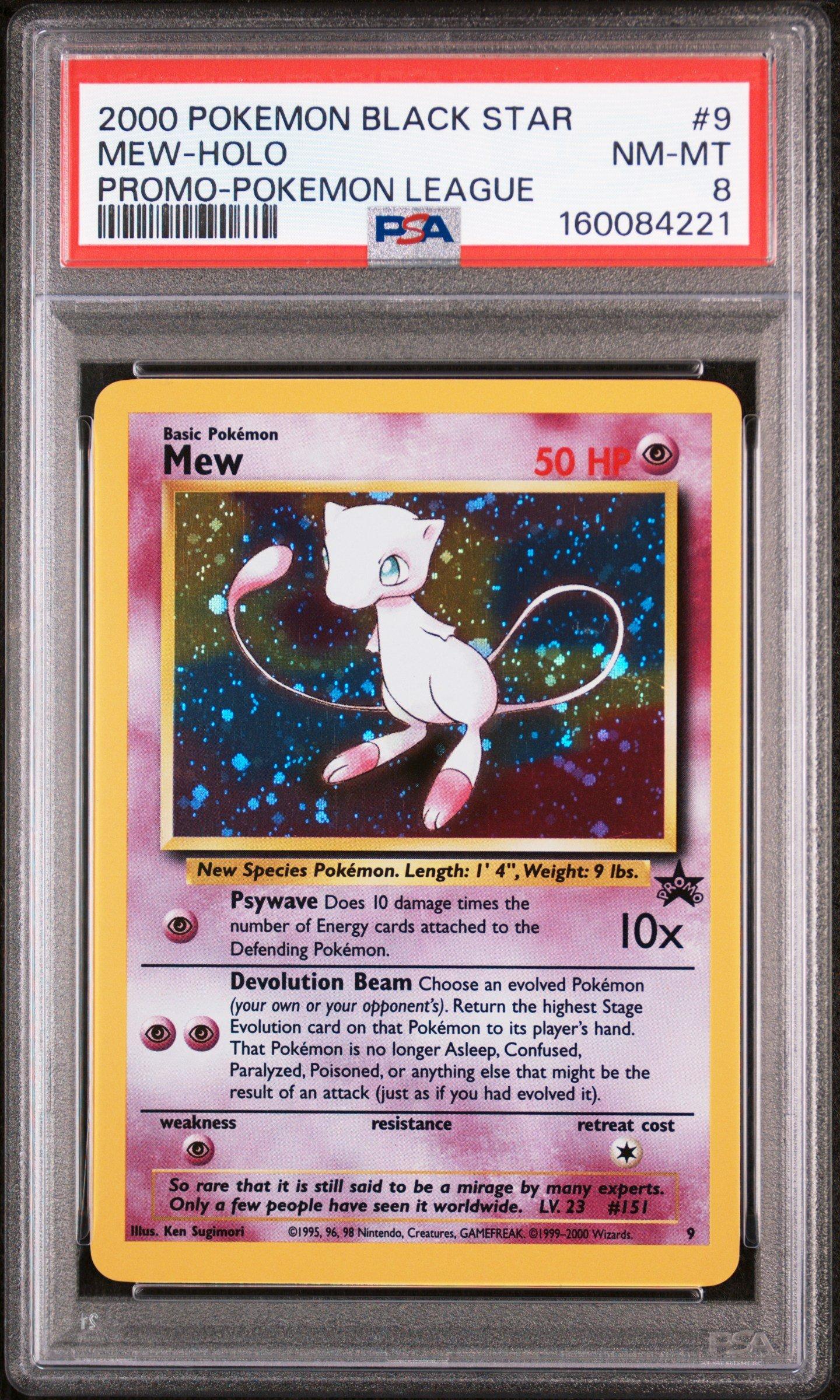 2000 Pokemon Promo Black Star 9 Mew-holo Pokemon League PSA 8