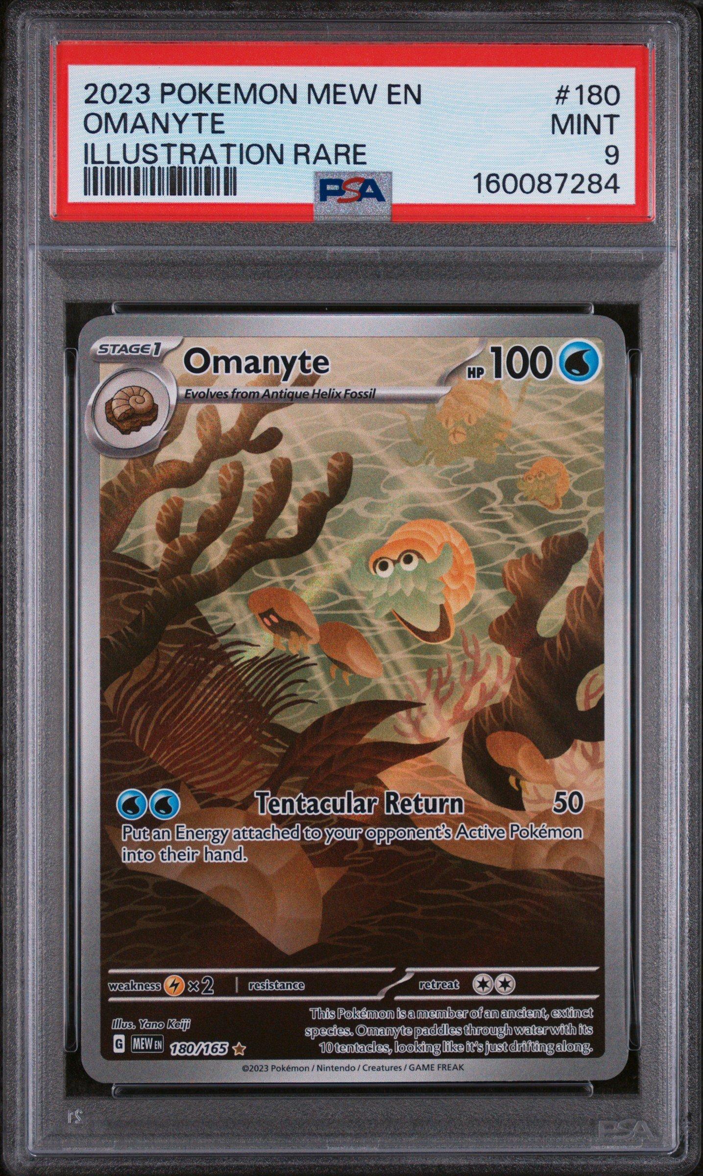 2023 Pokemon Mew En-151 180 Omanyte Illustration Rare PSA 9 Graded