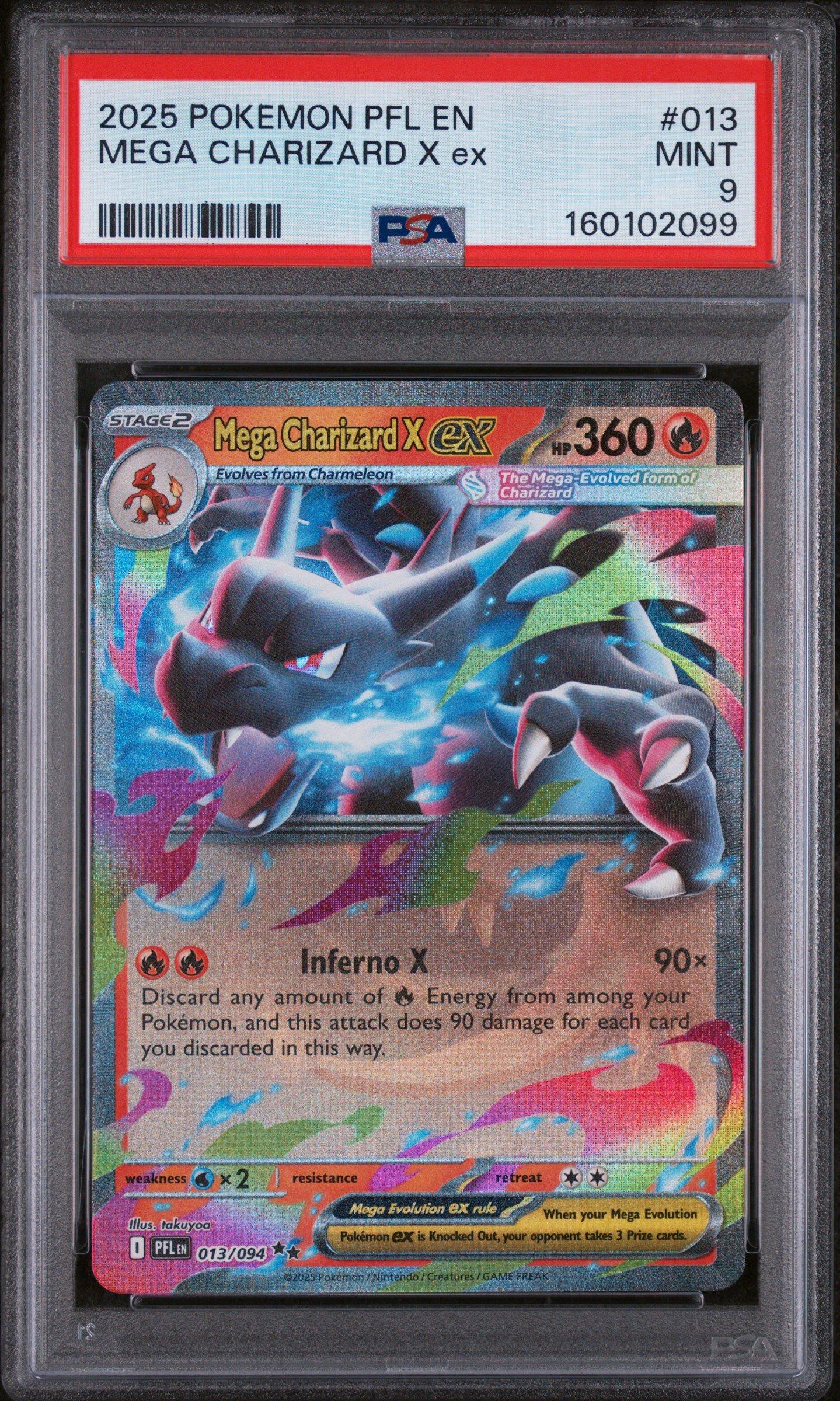2025 Pokemon Pfl En-phantasmal Flames 013 Mega Charizard X Ex PSA