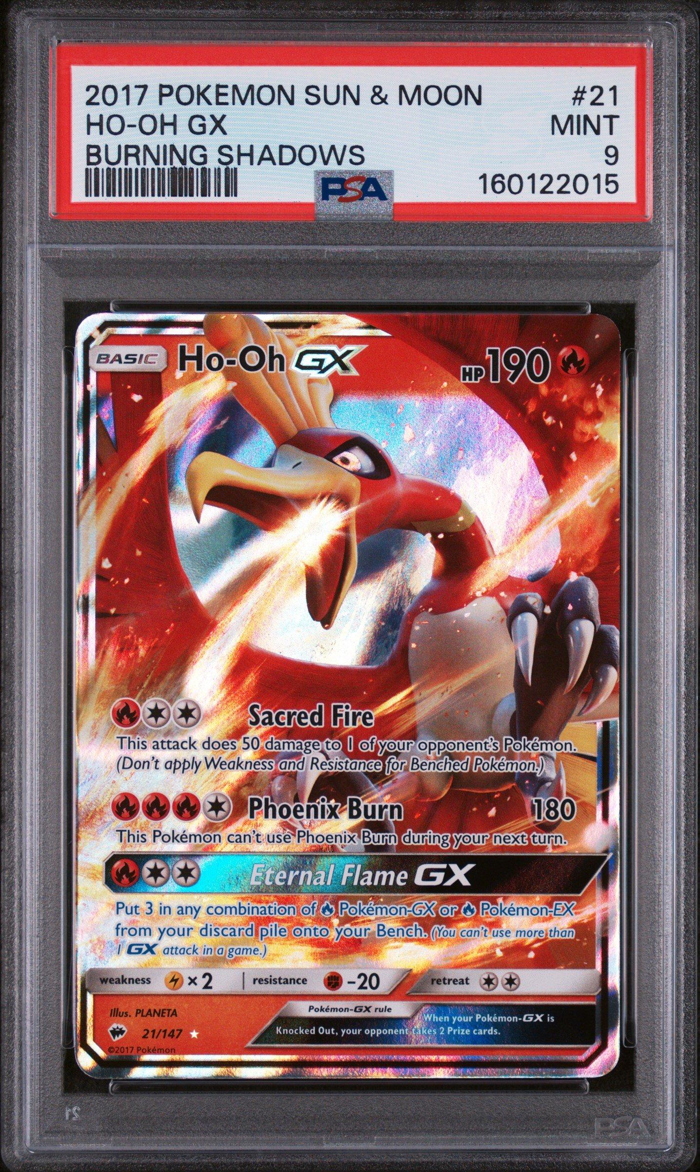 2017 Pokemon Sun & Moon Burning Shadows 21 Ho-oh Gx PSA 9 Graded