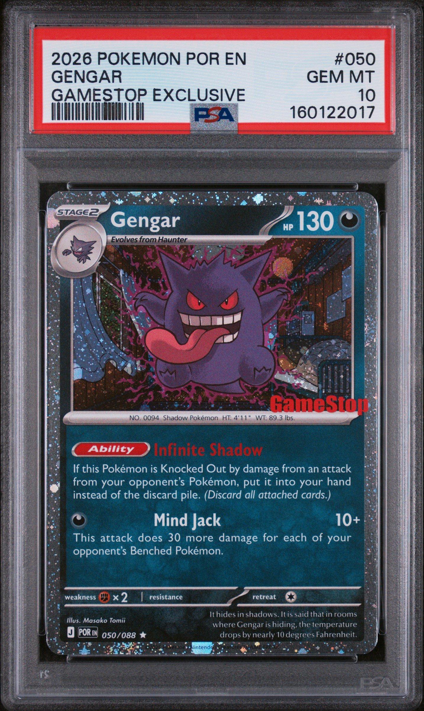 2026 Pokemon Por En-Perfect Order 050 Gengar Gamestop Exclusive PSA 10
