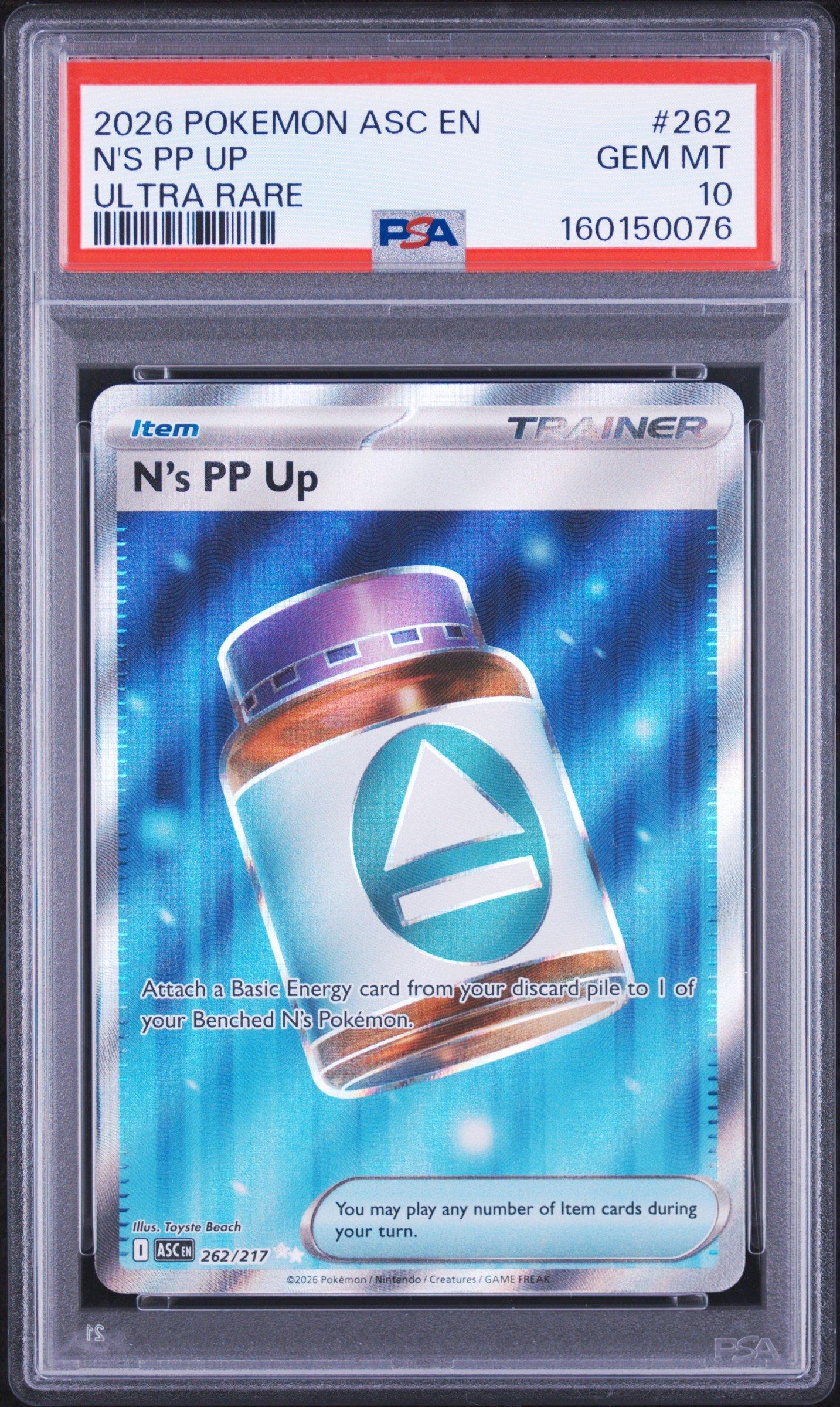 2026 Pokemon Asc En-ascended Heroes 262 N's Pp Up Ultra Rare PSA