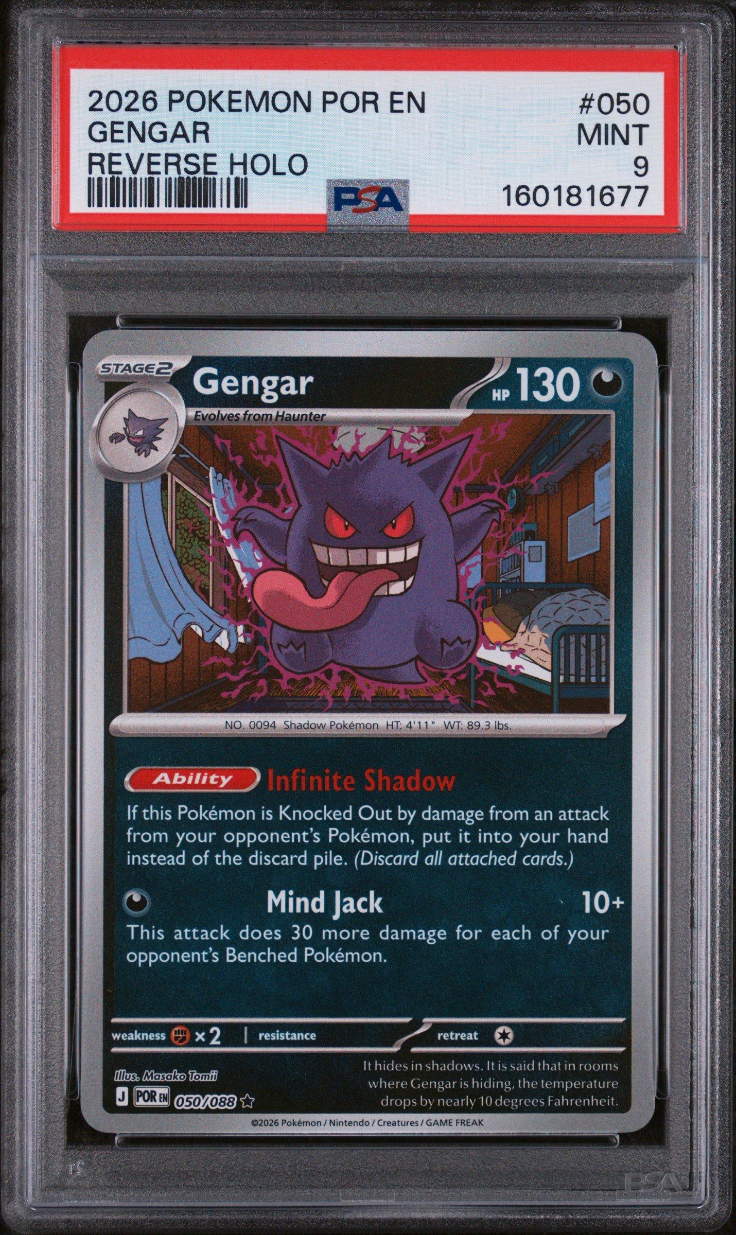 2026 Pokemon Por En-perfect Order 050 Gengar Reverse Holo PSA 9