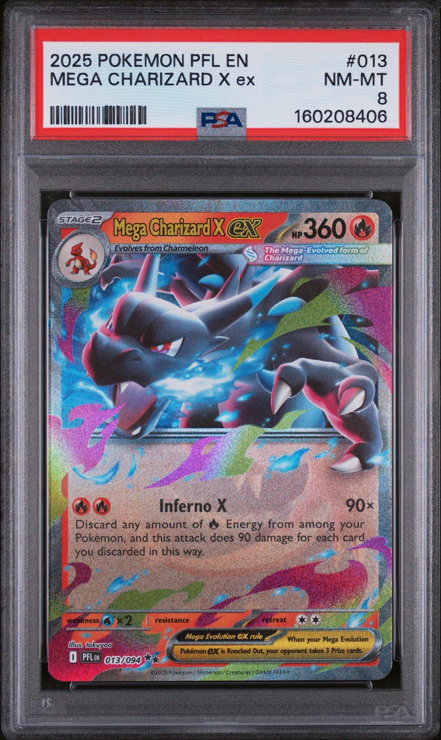 2025 Pokemon Pfl En-phantasmal Flames 013 Mega Charizard X Ex PSA