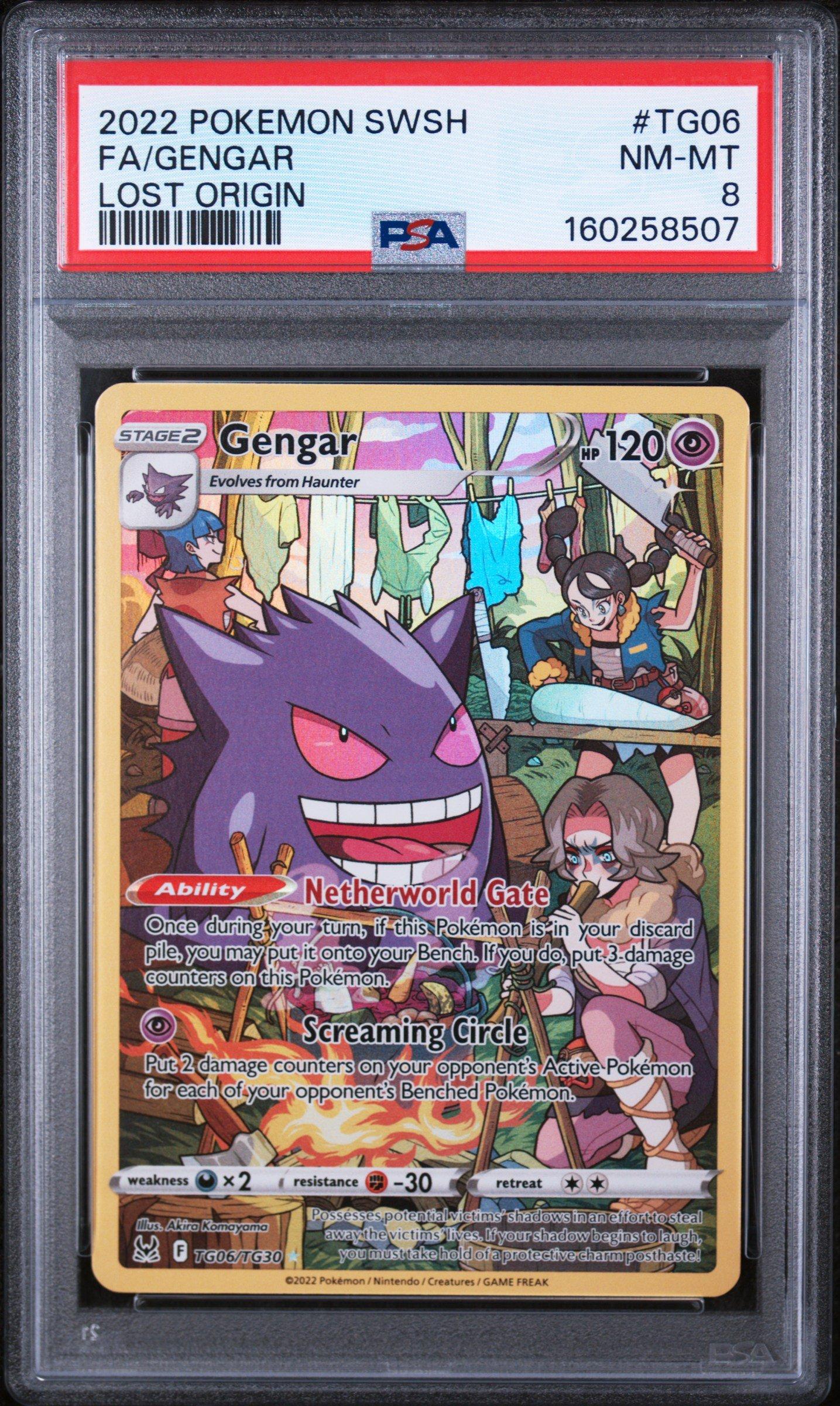 2022 Pokemon Sword & Shield Lost Origin Tg06 Full Art/gengar PSA 8