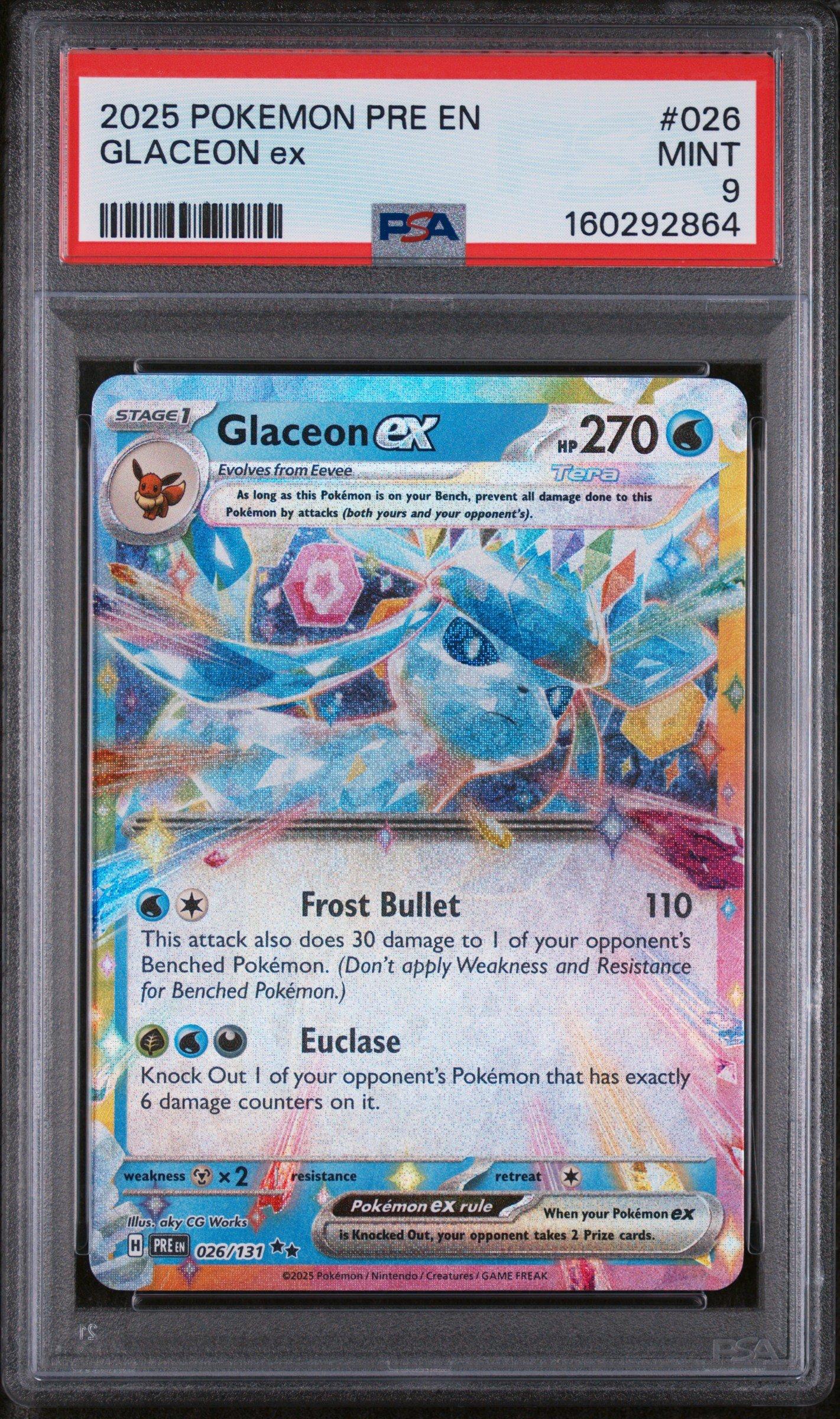 グライオン　PSA9 2025 Pokemon Pre En-prismatic Evolutions 026 Glaceon Ex PSA 9
