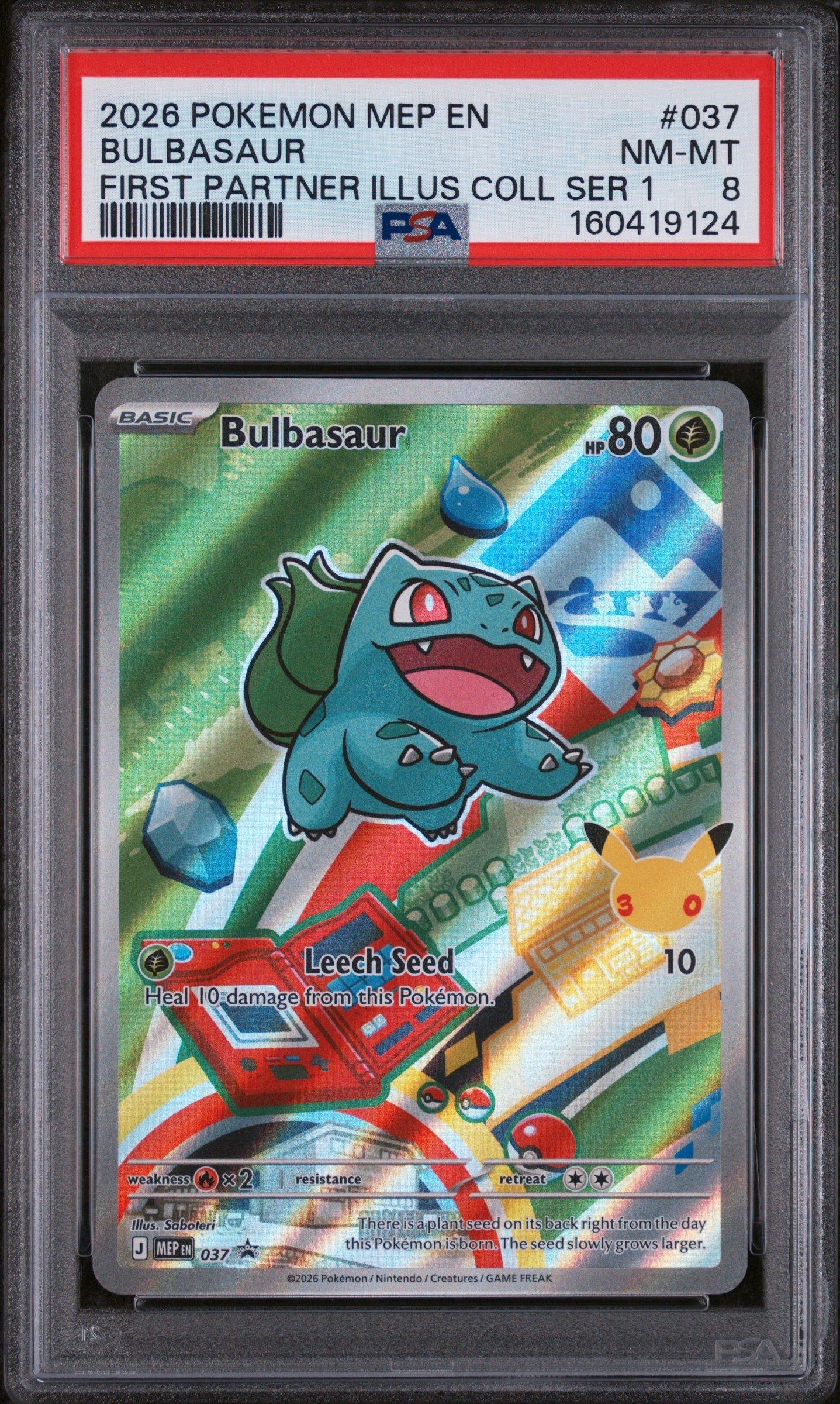 pokemon card graders near me 2026 Mep En-me Black Star Promo 037 Bulbasaur First Partner Illustration Collection Series 1 PSA 8 Graded Pokémon AI Card Grading &