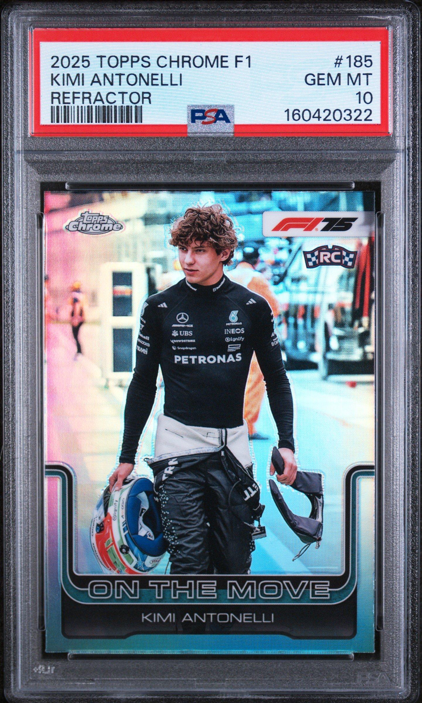 2025 Topps Chrome Formula 1 185 Kimi Antonelli Refractor PSA 10
