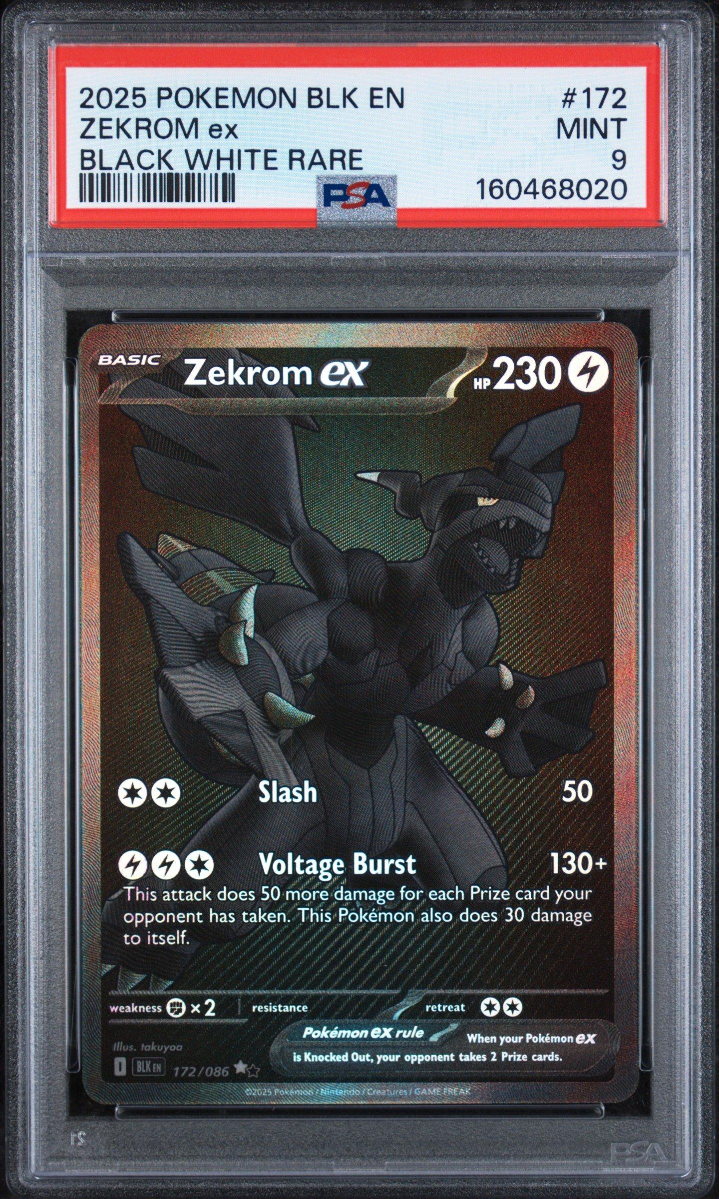 2025 Pokemon Blk En-black Bolt 172 Zekrom Ex Black White Rare PSA