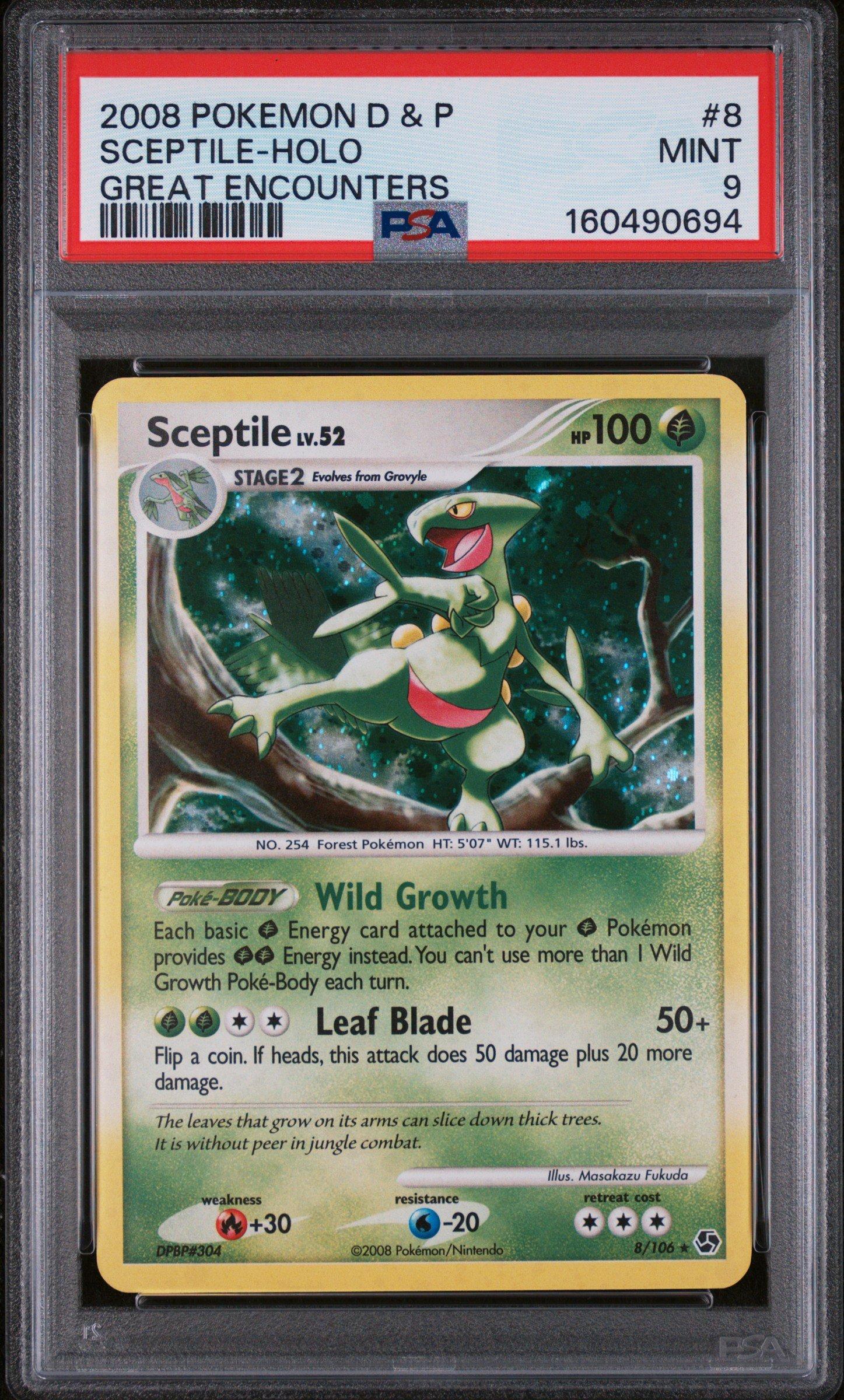 2008 Pokemon Diamond & Pearl Great Encounters 8 Sceptile-Holo PSA 9
