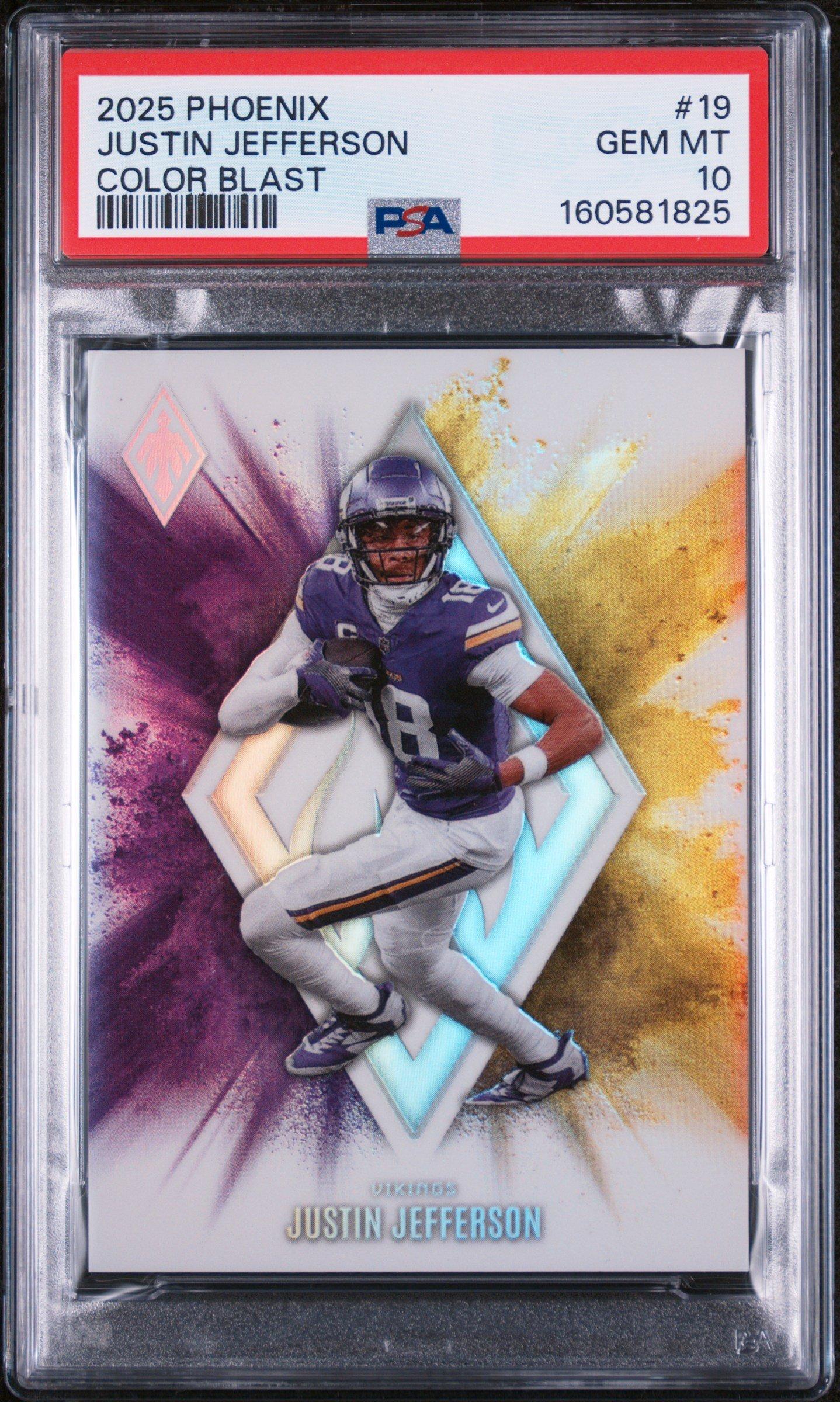 2025 Panini Phoenix Color Blast 19 Justin Jefferson PSA 10 Graded