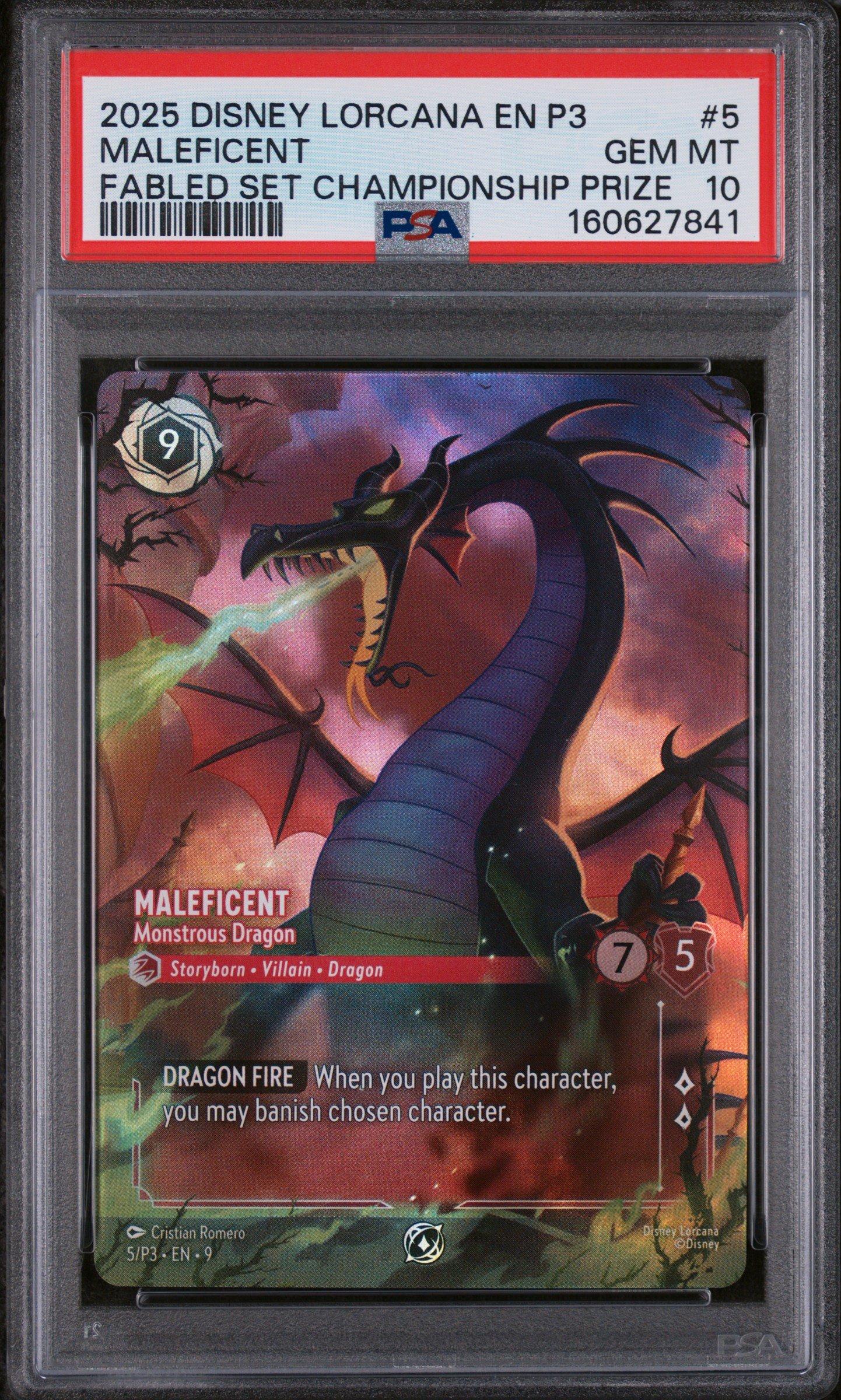 ロルカナ　マレフィセントドラゴン　Maleficent dragon PSA10 2025 Disney Lorcana En P3-promo 5 Maleficent - Monstrous Dragon