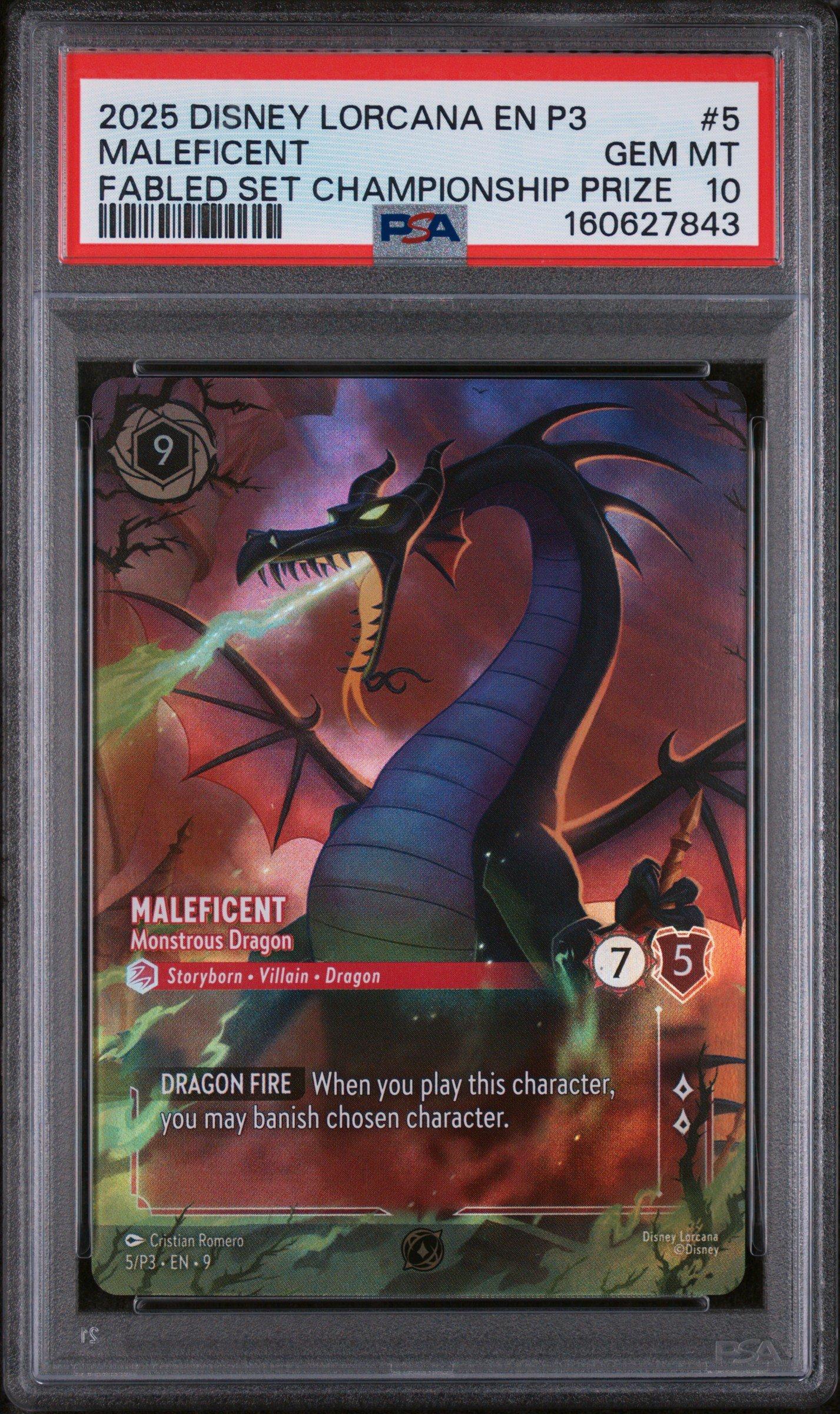 ロルカナ　マレフィセントドラゴン　Maleficent dragon PSA10 2025 Disney Lorcana En P3-promo 5 Maleficent - Monstrous Dragon