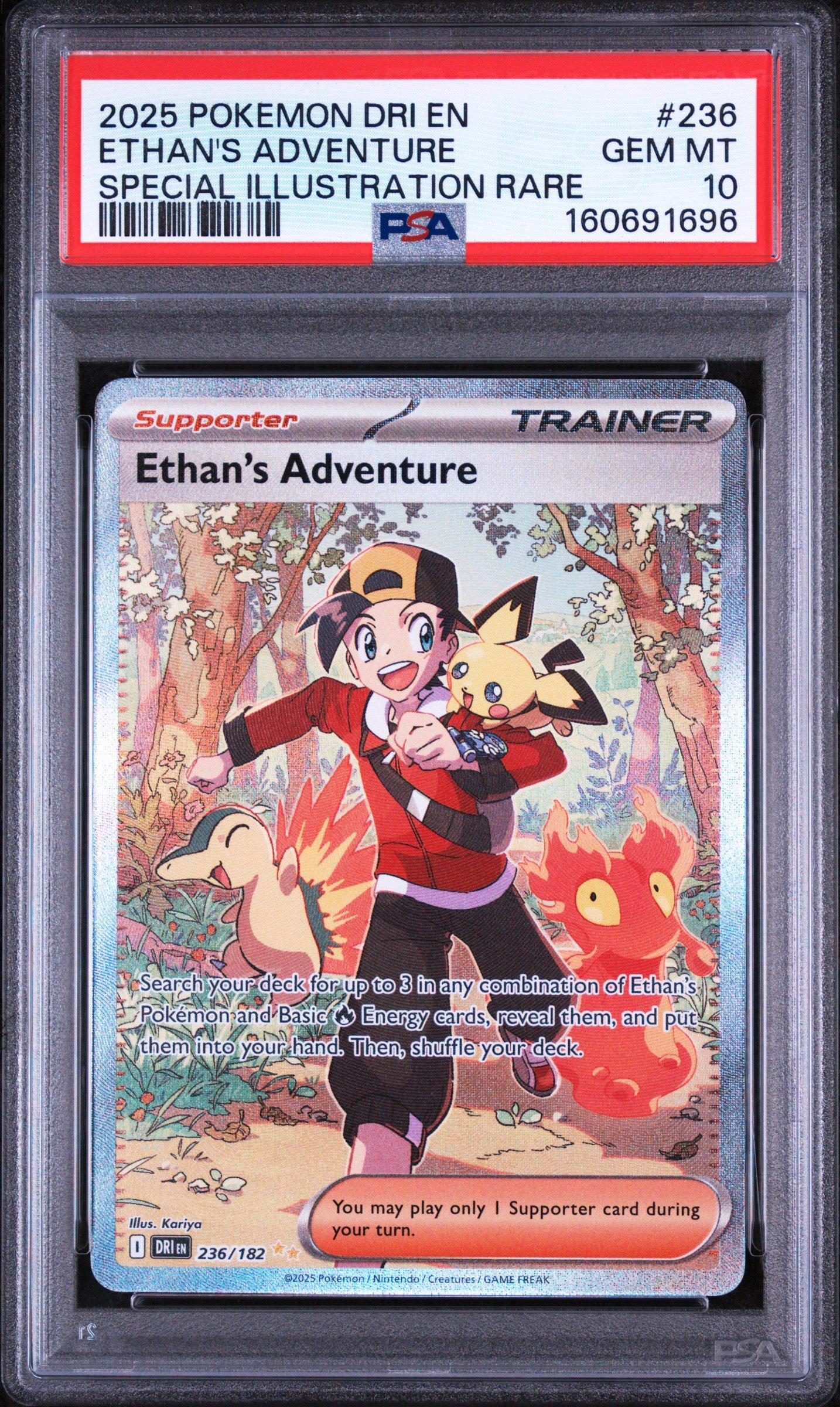 ethan's pokemon cards Typhlosion #190 EXTENDED ART  Raycardza Oh EX 2025 Pokemon Destined Rivals Special Illustration Rare #230 PSA Authenticated 9 Card 2025 Pokemon Dri En-destined Rivals