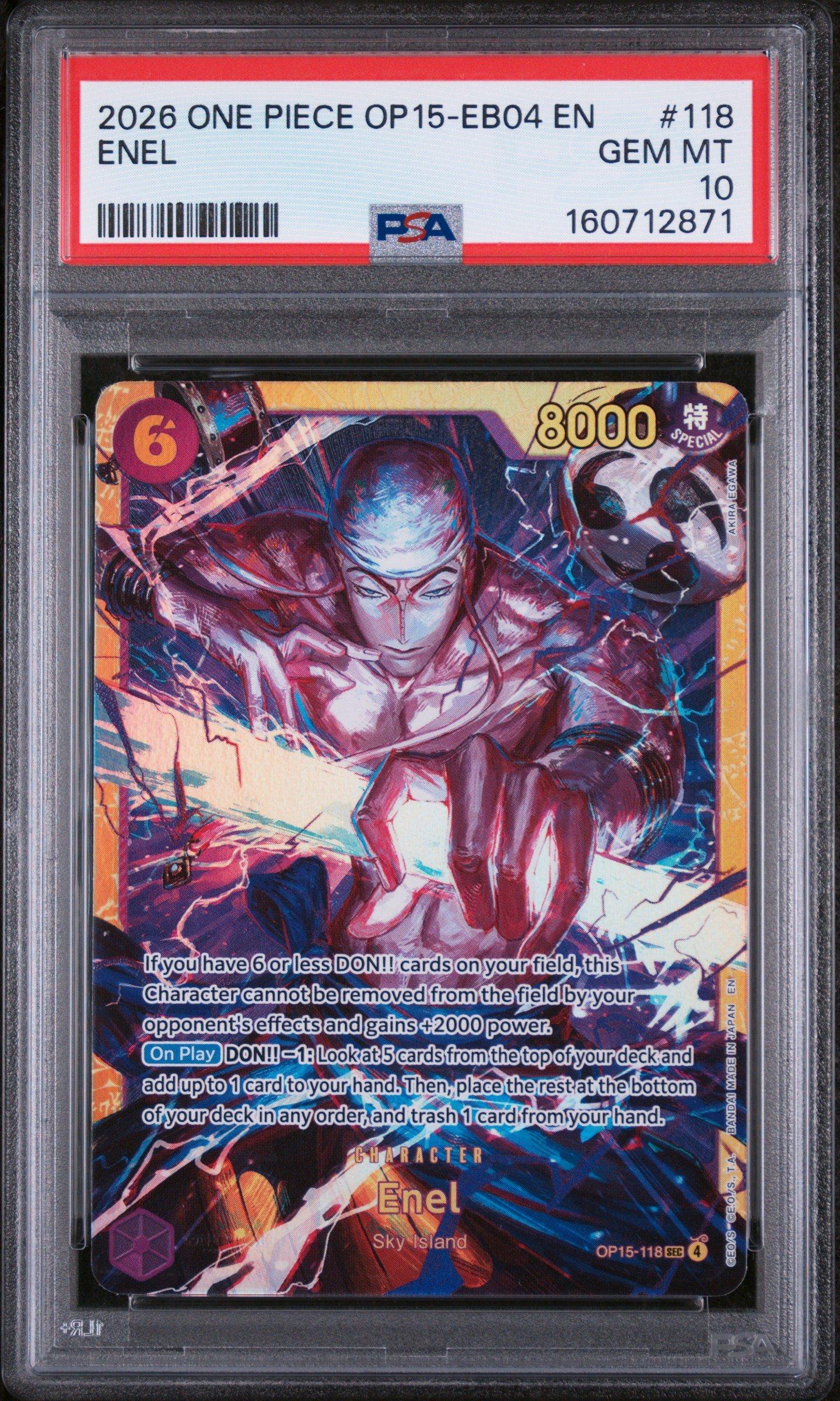 2026 One Piece Op15-eb04-adventure On Kami's Island 118 Enel PSA