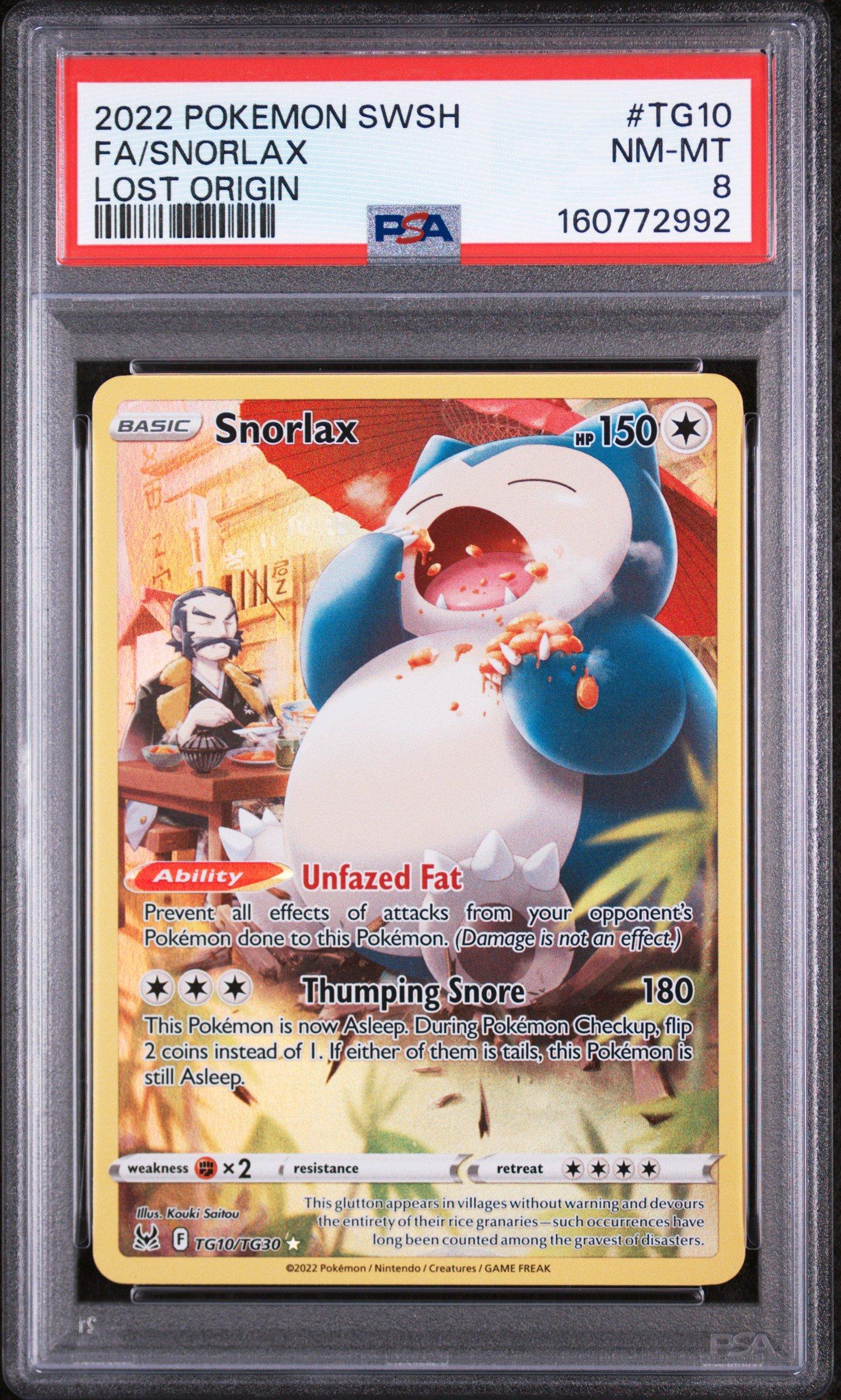 2022 Pokemon Sword & Shield Lost Origin Tg10 Full Art/snorlax PSA