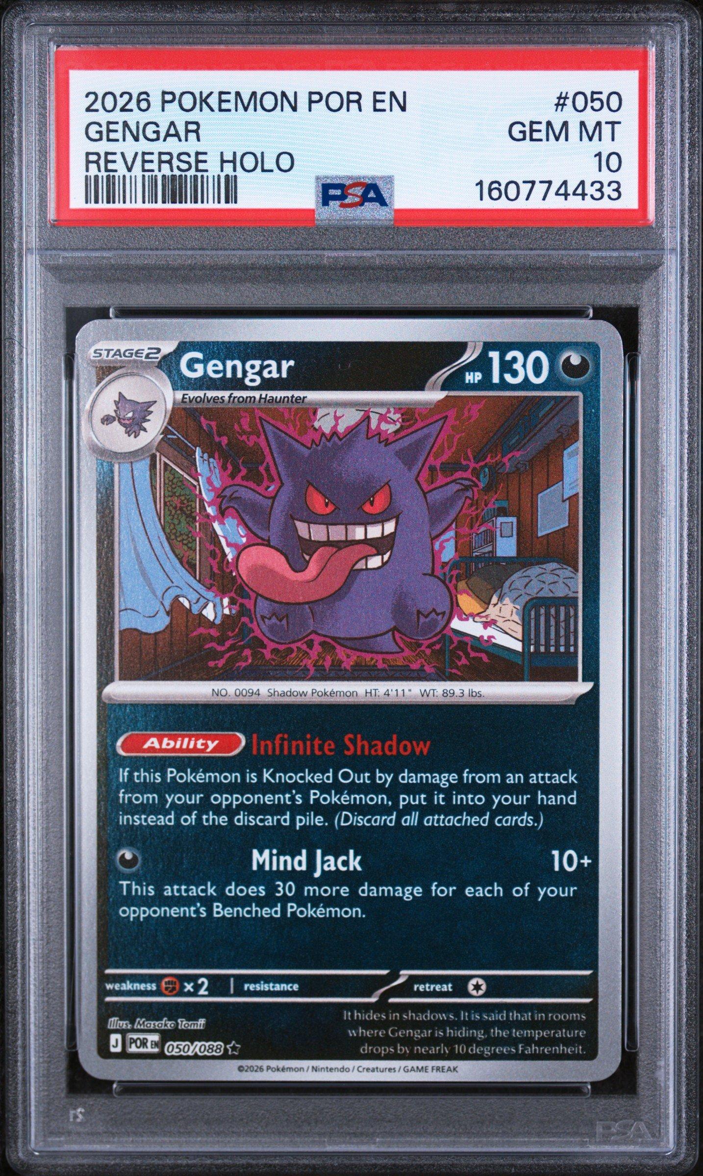 2026 Pokemon Por En-perfect Order 050 Gengar Reverse Holo PSA 10