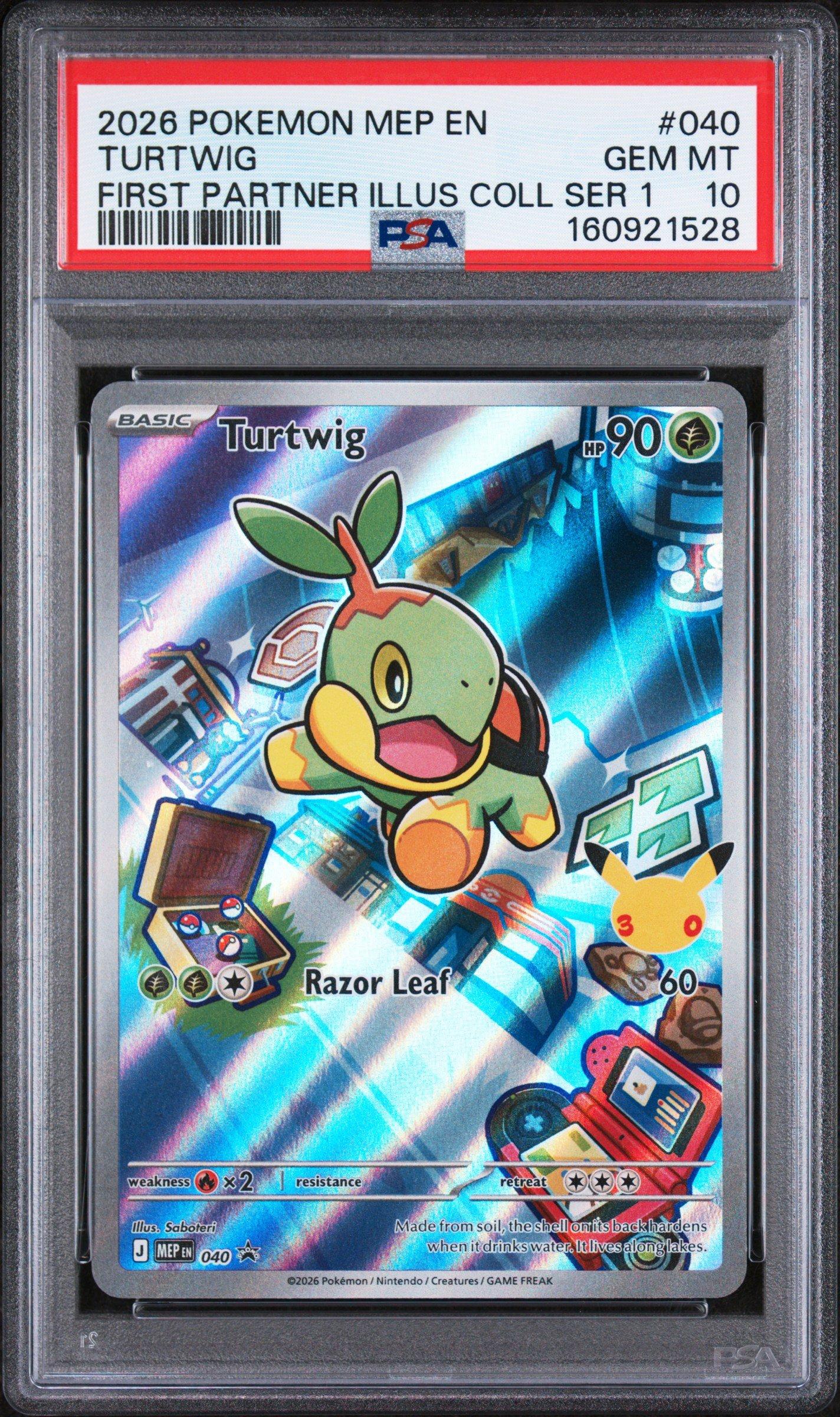 all turtwig pokemon cards 2026 Mep En-me Black Star Promo 040 First Partner Illustration Collection Series 1 PSA 10 Graded Card Pokémon Hit Points80 HP Form 6x Torterra Grotle Turtwig Lot