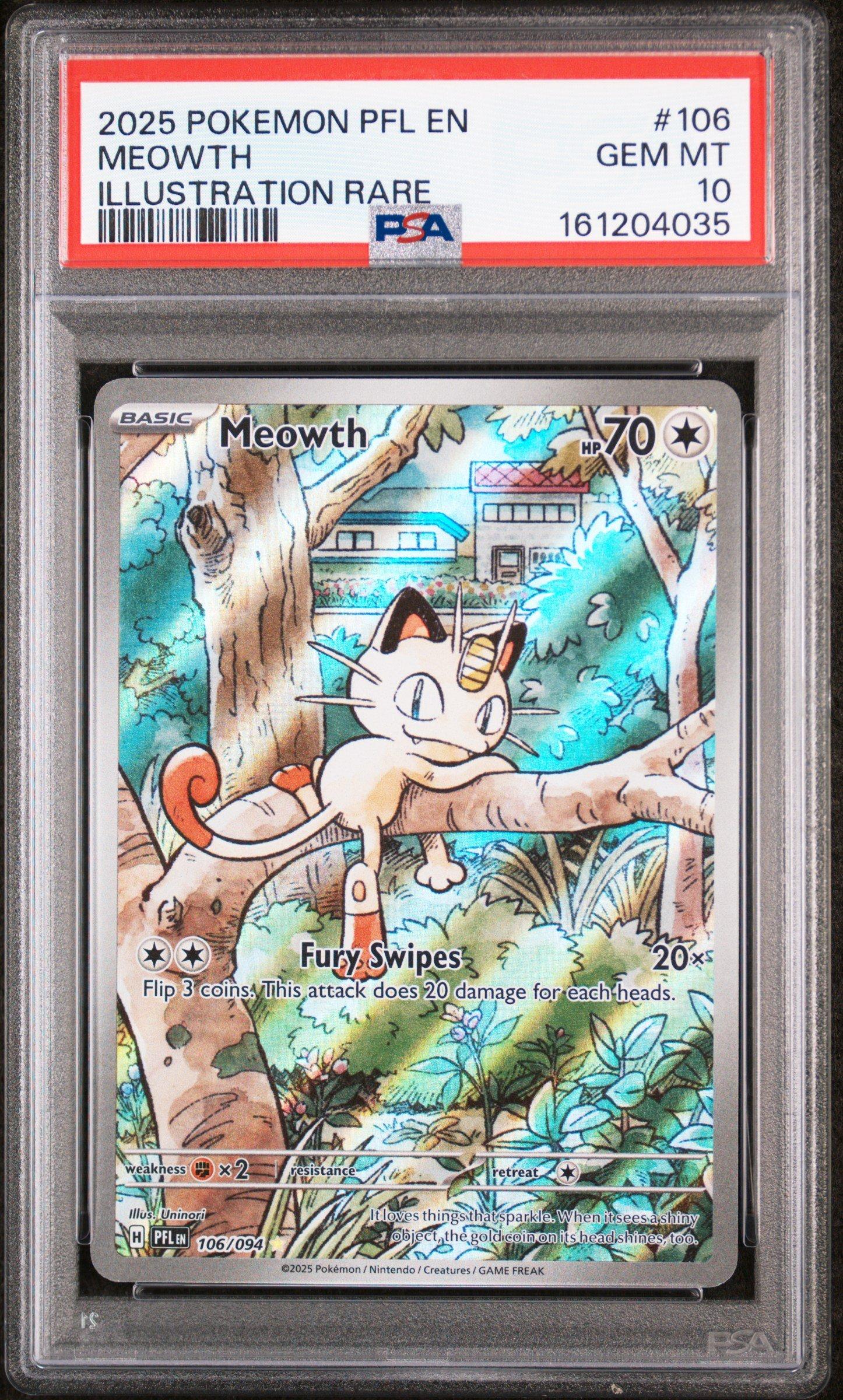 2025 Pokemon Pfl En-phantasmal Flames 106 Meowth Illustration Rare