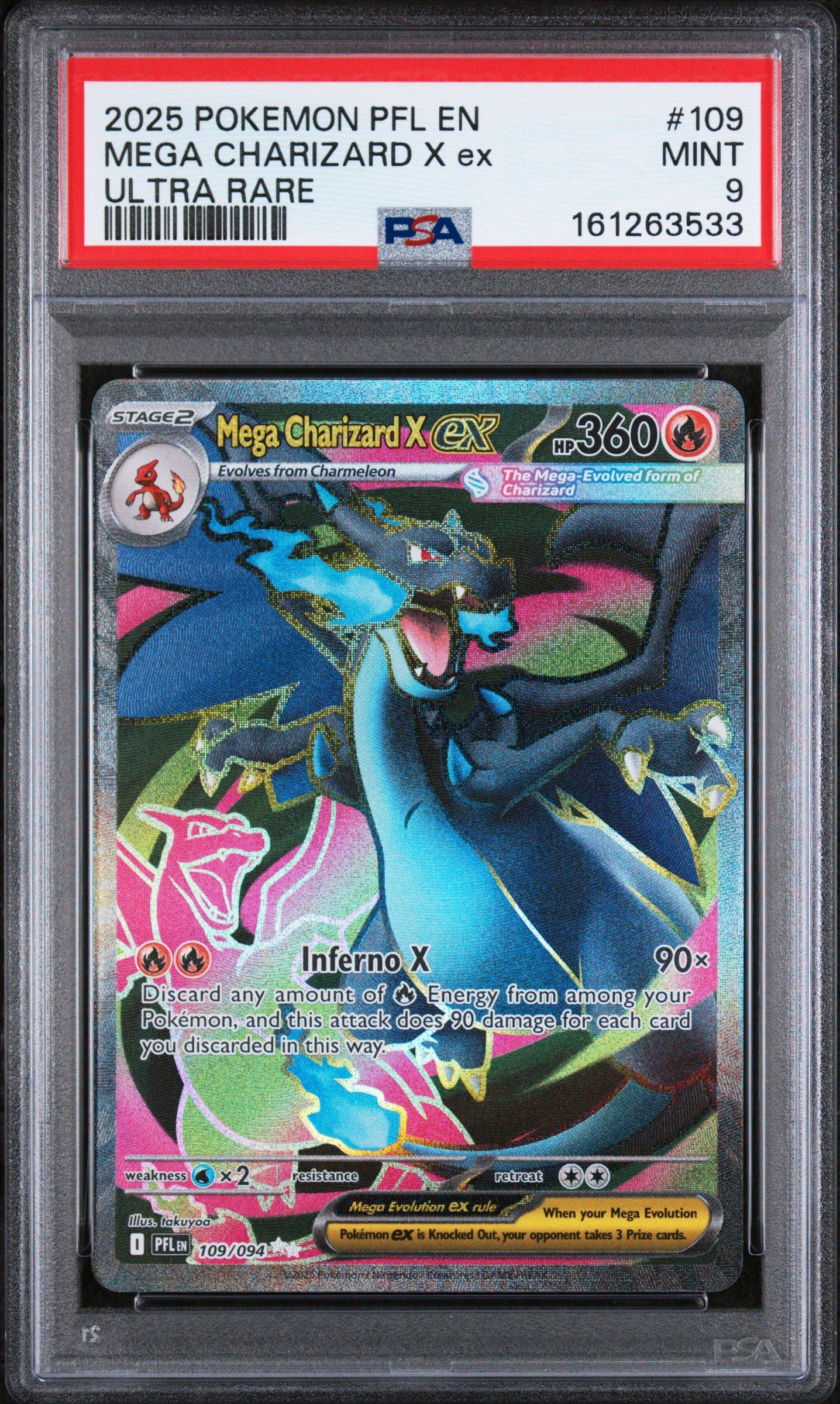 2025 Pokemon Pfl En-phantasmal Flames 109 Mega Charizard X Ex