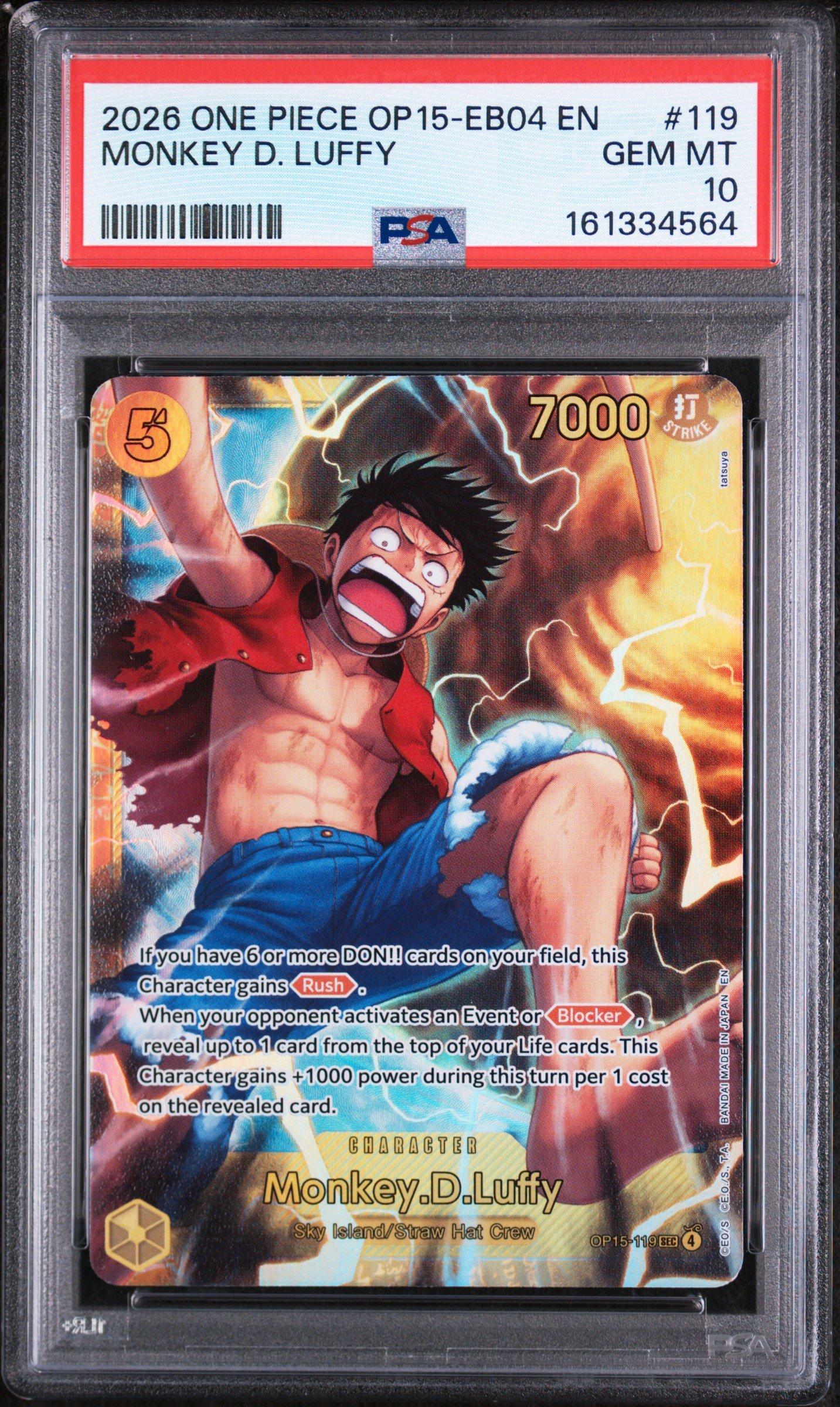 【PSA10】 ONE PIECE OP15 MONKEY D. LUFFY 2026 One Piece Op15-eb04-adventure On Kami's Island 119 Monkey D
