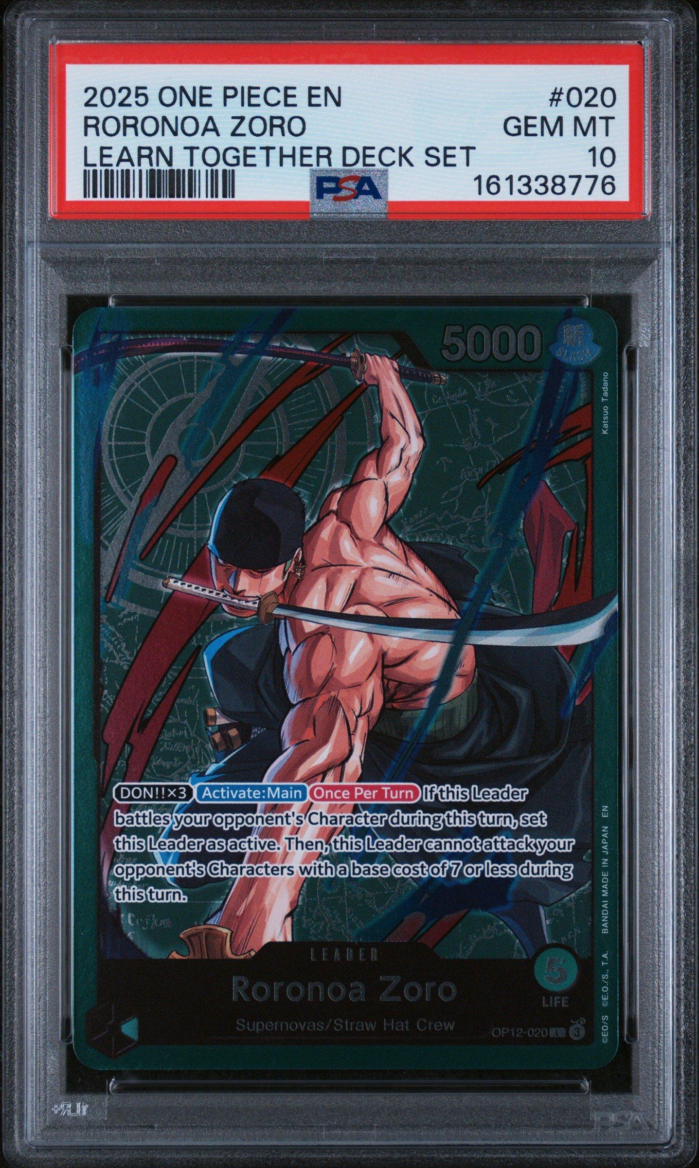 2025 One Piece Learn Together Deck Set 020 Roronoa Zoro PSA 10