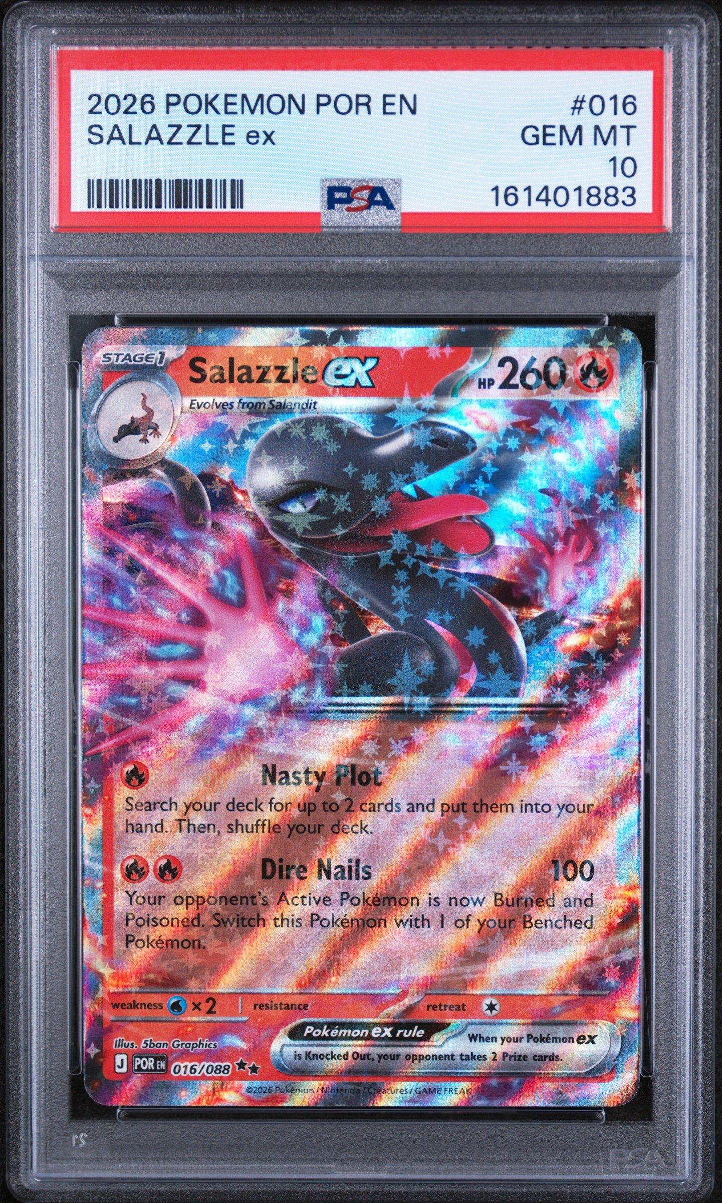 2026 Pokemon Por En-perfect Order 016 Salazzle Ex PSA 10 Graded