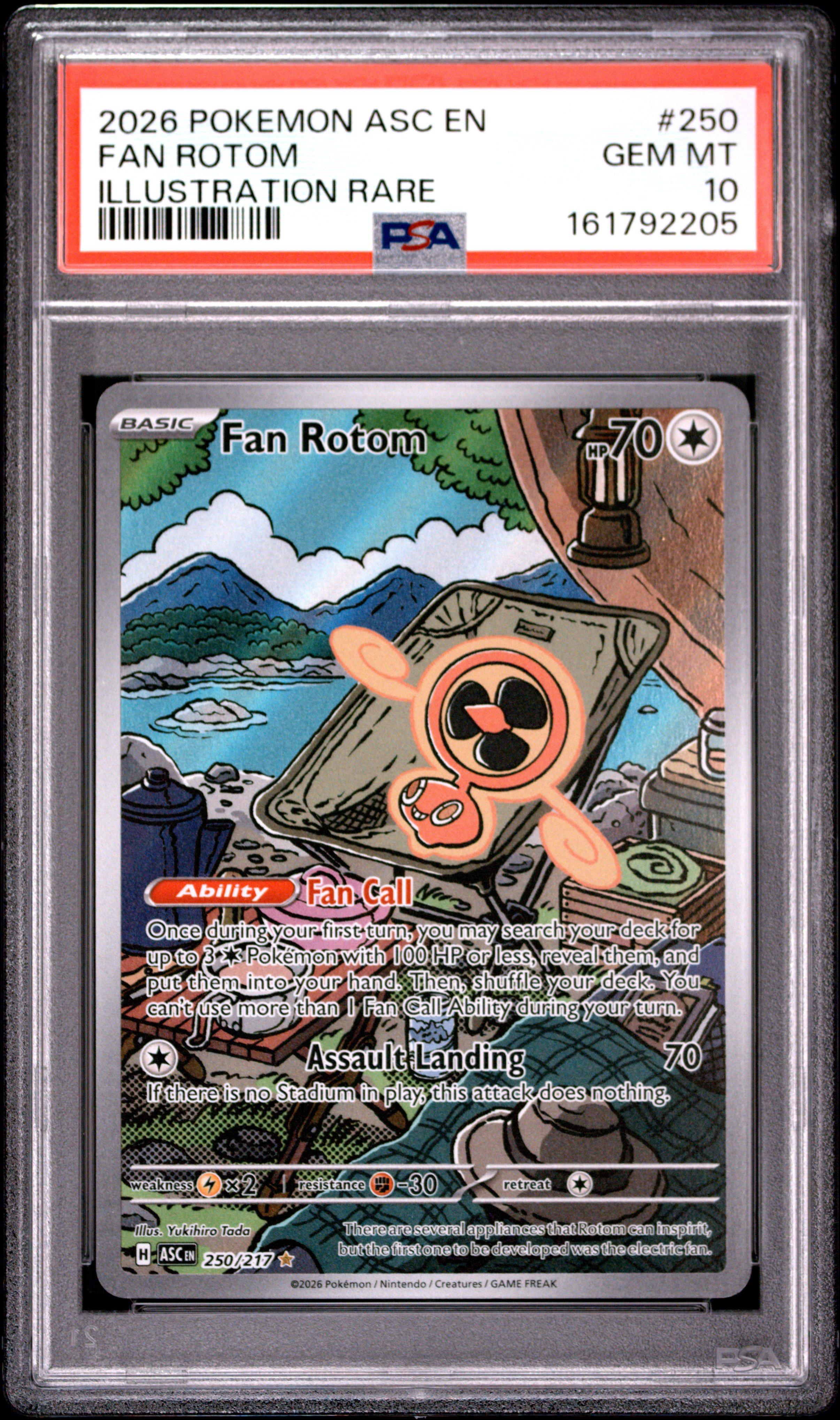 fan rotom pokemon card 2026 Asc En-ascended Heroes 250 Illustration Rare PSA 10 Graded Fan Rotoms type is Colorless until the end of your turn Pokémon Fan Rotom 250/217 IR