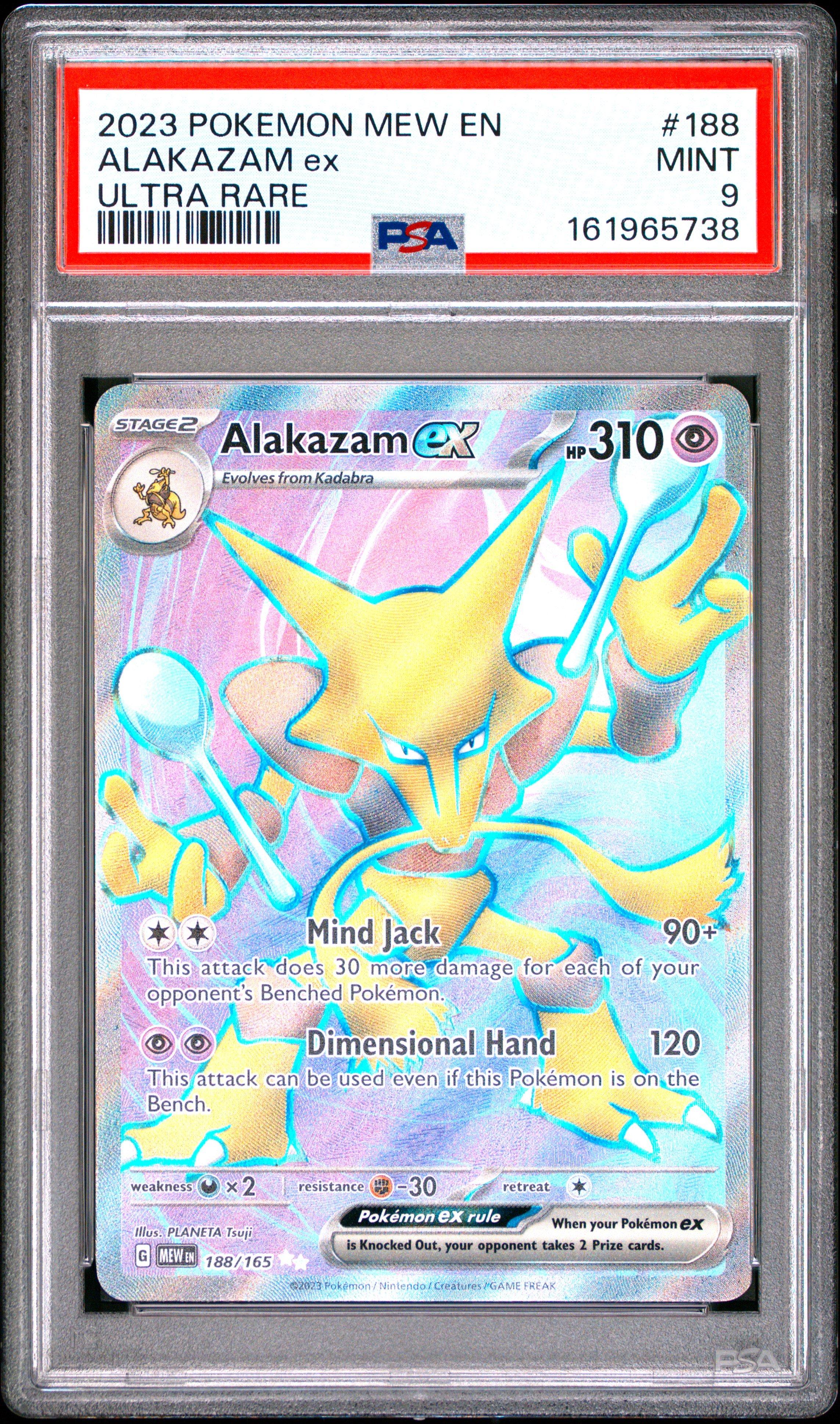 2023 Pokemon Mew En-151 188 Alakazam Ex Ultra Rare PSA 9 Graded