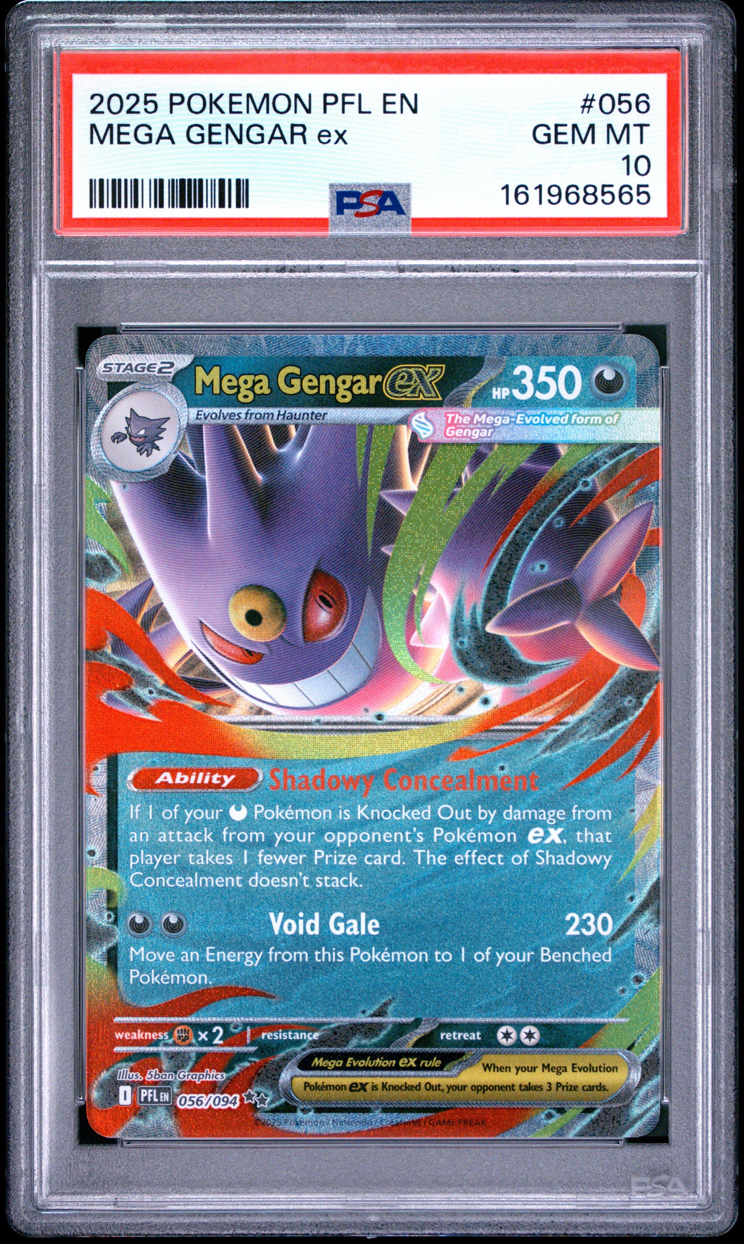 2025 Pokemon Pfl En-phantasmal Flames 056 Mega Gengar Ex PSA 10