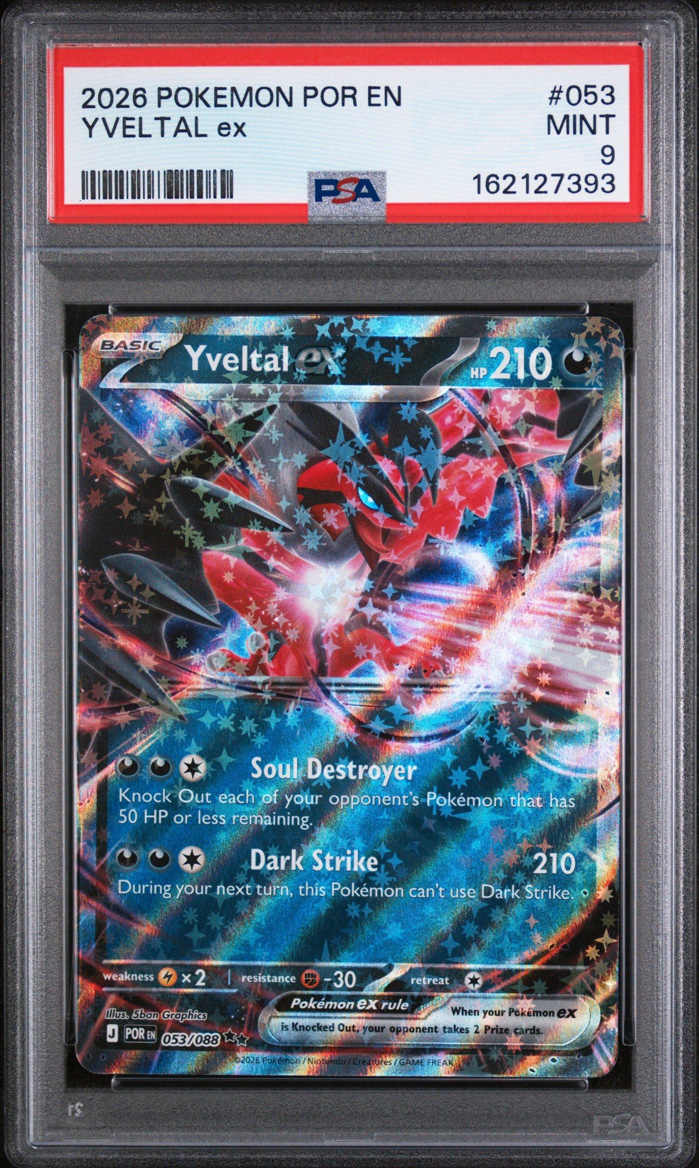 2026 Pokemon Por En-perfect Order 053 Yveltal Ex PSA 9 Graded Card