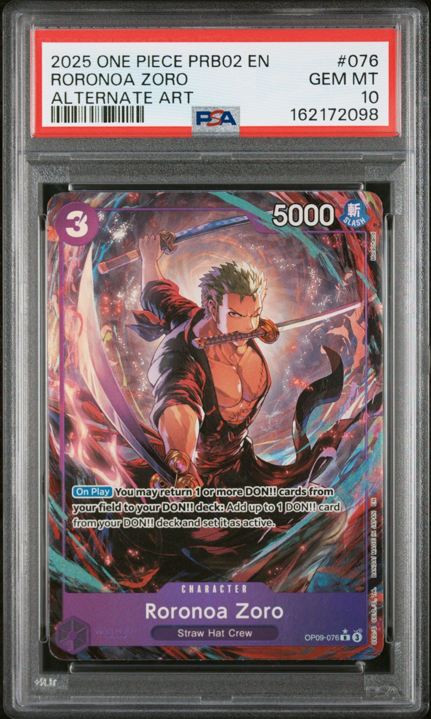 one piece card game roronoa zoro 2025 Prb02-premium Booster -one Piece The Best- Vol.2 076 Alternate Art PSA 10 Graded Card cards in your cost area.) Roronoa Zoro (Learn Together Deck