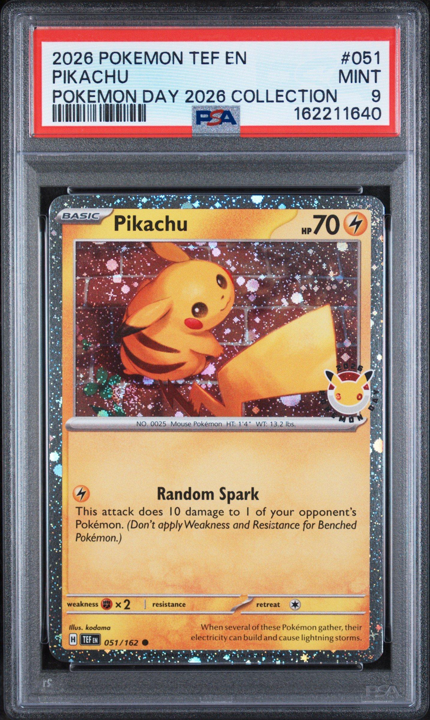 PSA9 ピカチュウ Pokemon Day 2026 051 英語版 2026 Pokemon Tef En-temporal Forces 051 Pikachu Pokemon Day 2026