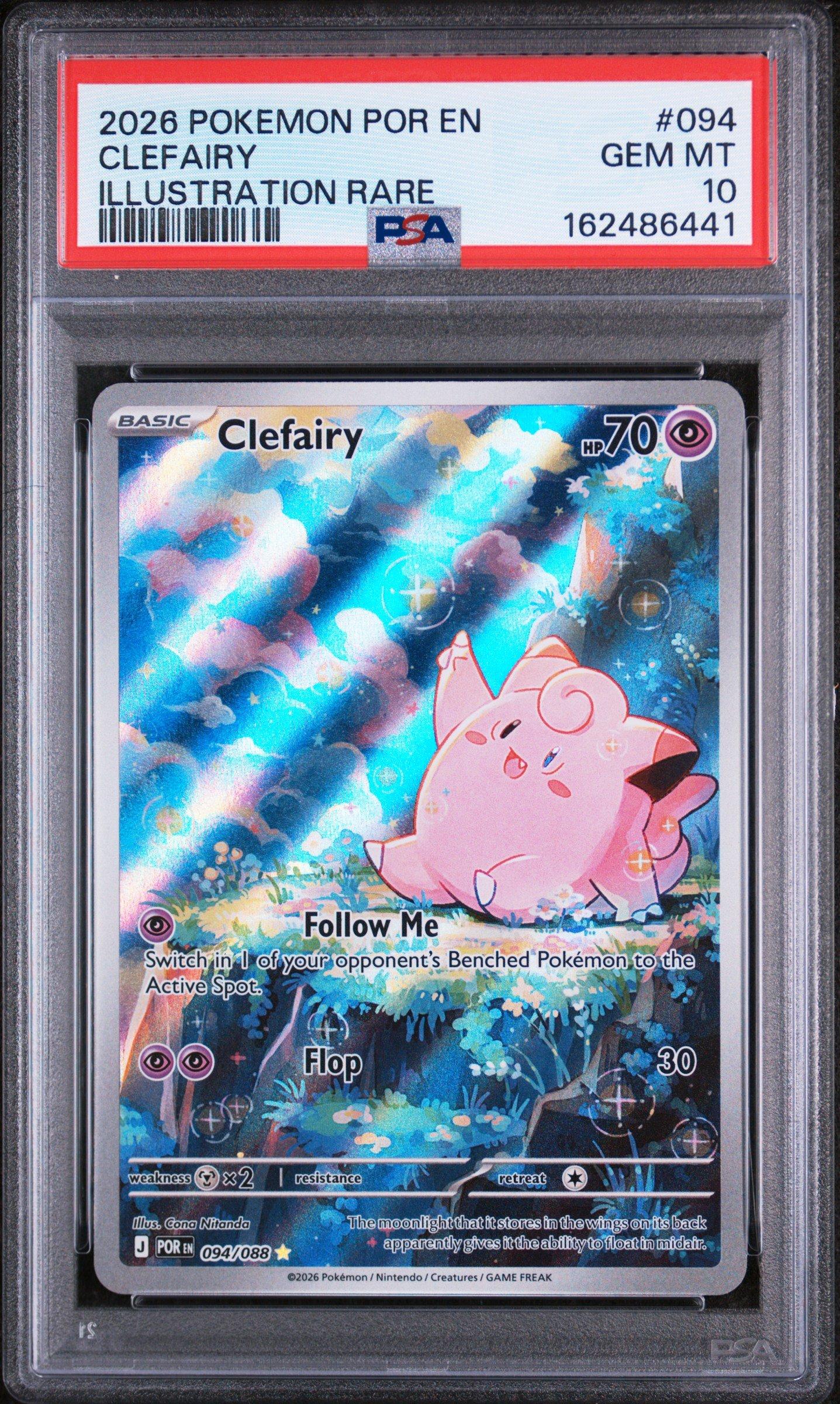 2026 Pokemon Por En-Perfect Order 094 Clefairy Illustration Rare PSA 10
